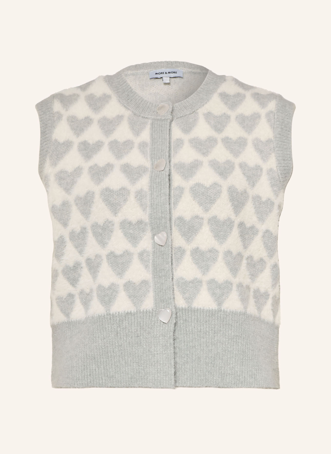 MORE & MORE Knit vest: LIGHT GRAY / CREAM