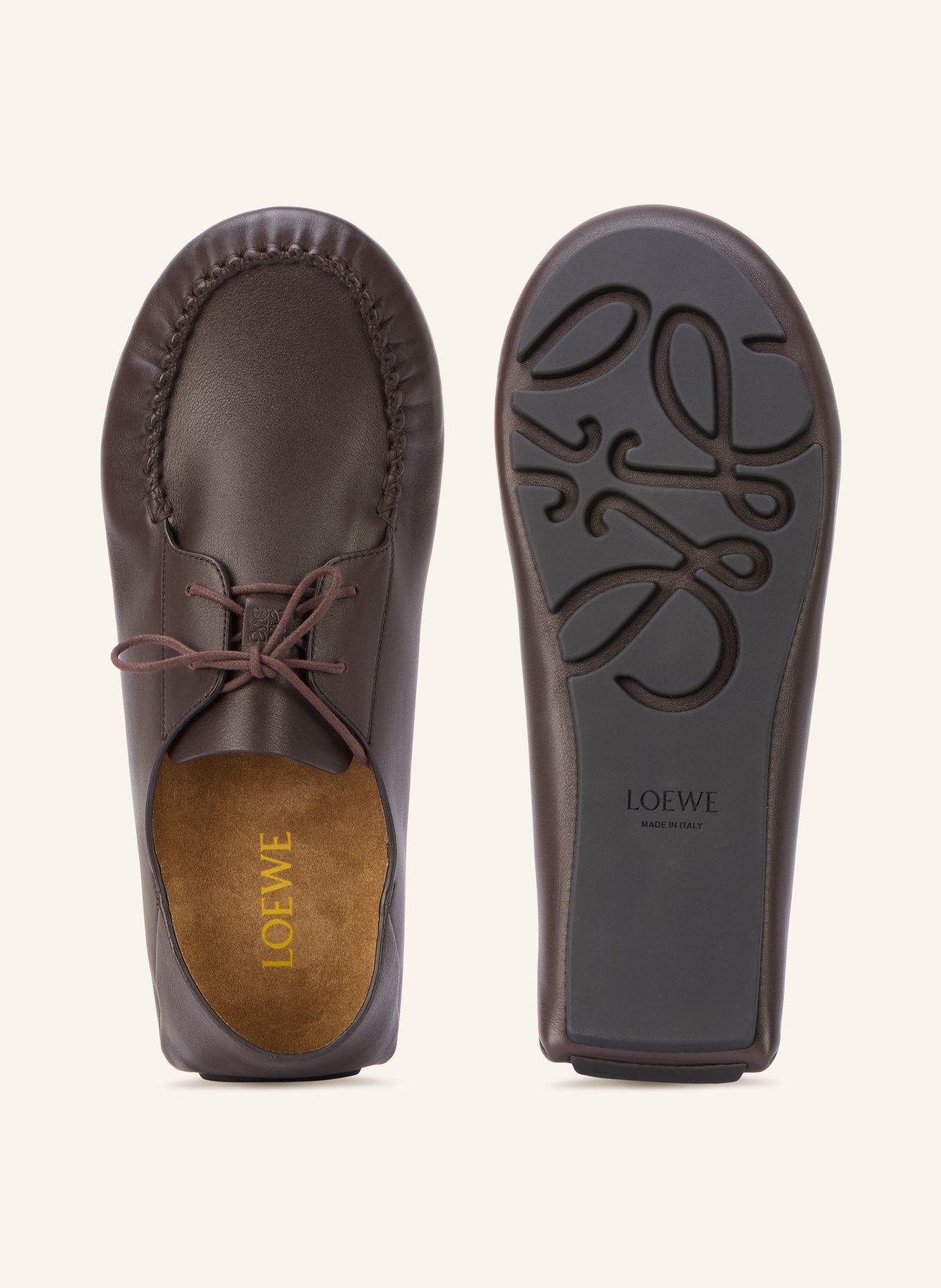 LOEWE RAMBLA Boat Shoes: DARK BROWN