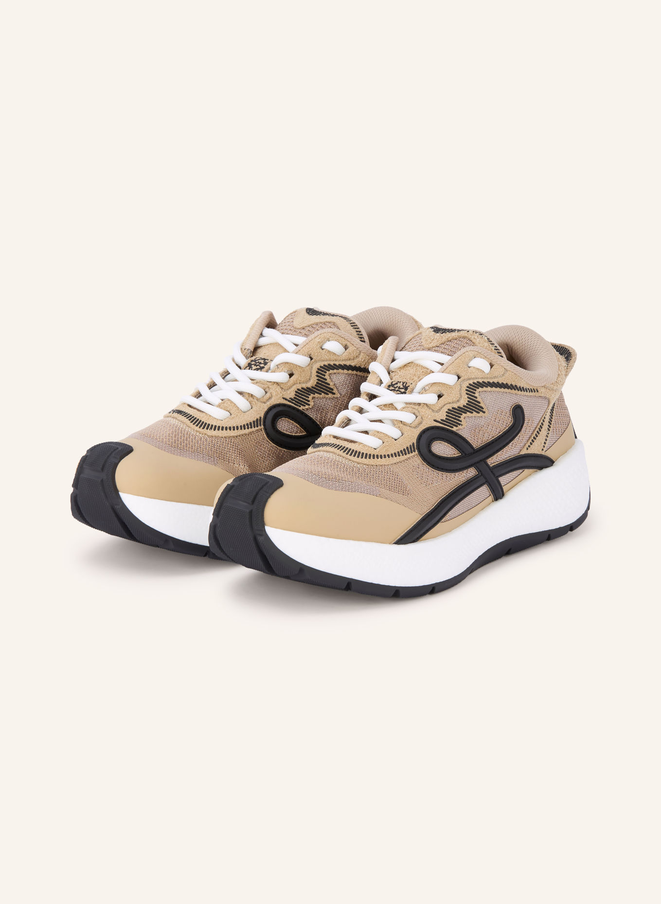 LOEWE Sneakersy POGO: BÉŽOVÁ / BÍLÁ / ČERNÁ