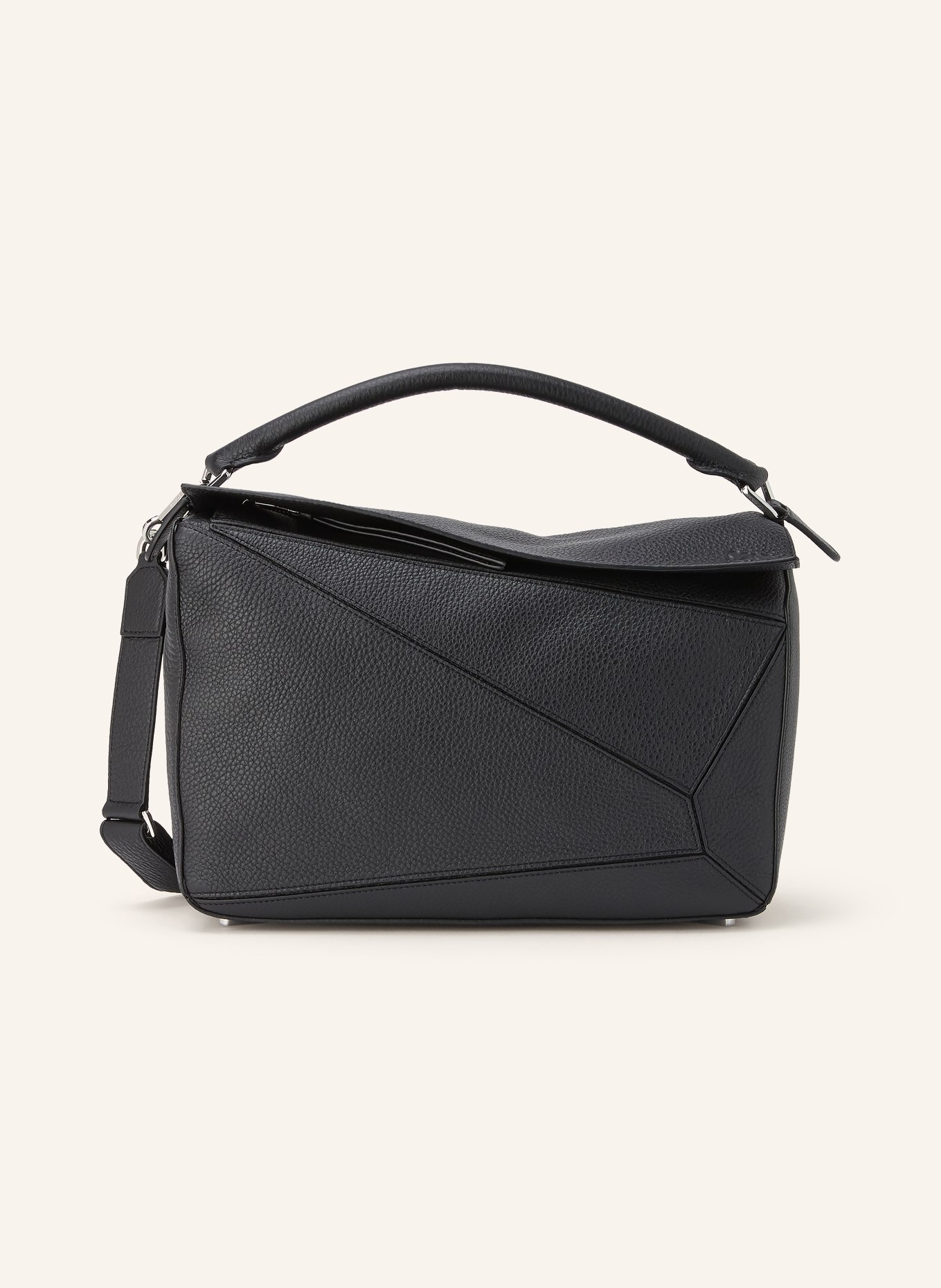 LOEWE Schultertasche PUZZLE LARGE: SCHWARZ / SILBER