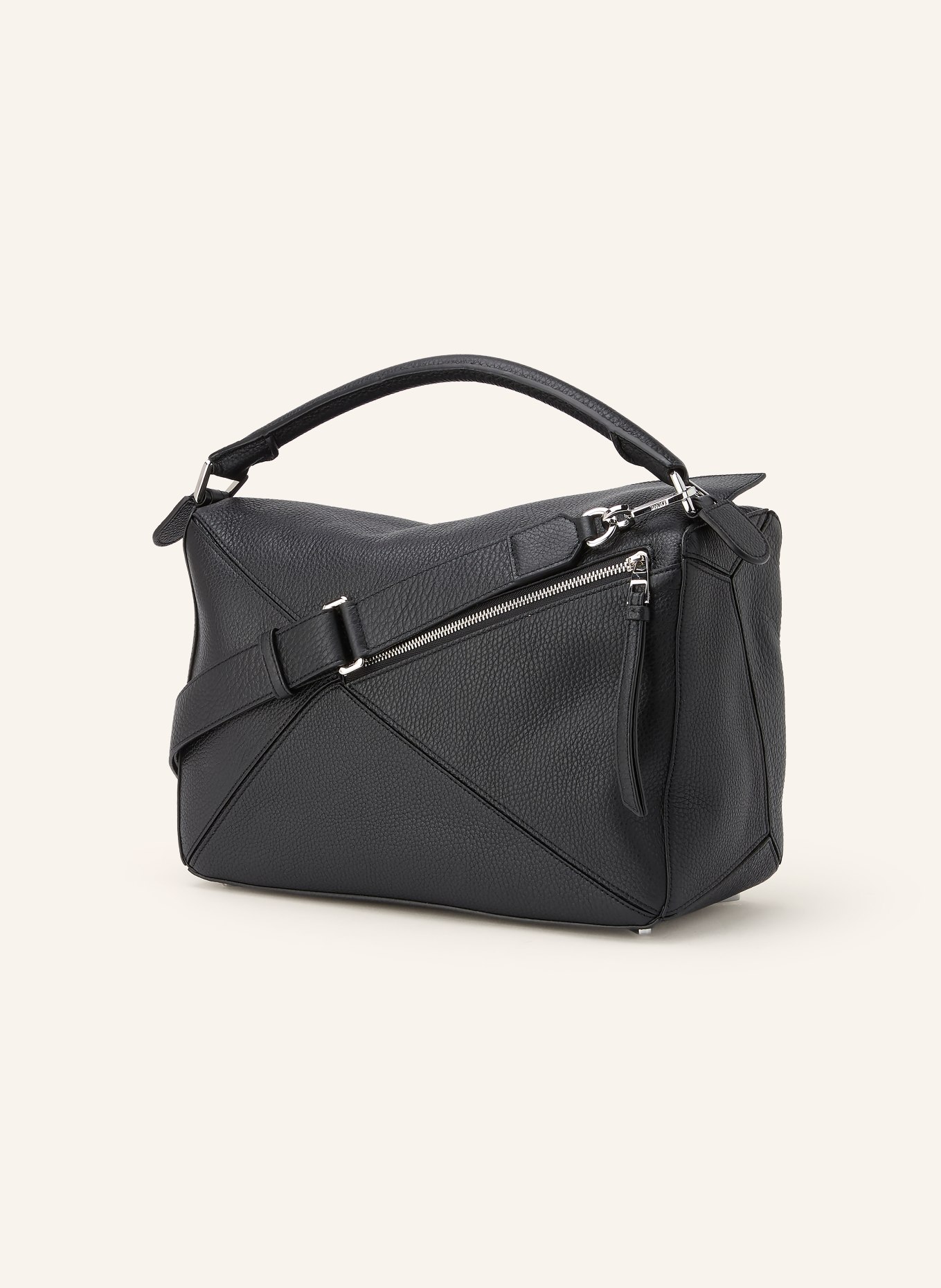 LOEWE Schultertasche PUZZLE LARGE: SCHWARZ / SILBER