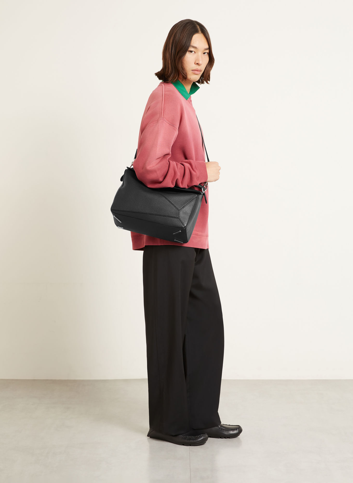 LOEWE PUZZLE LARGE Shoulder bag: BLACK / SILVER