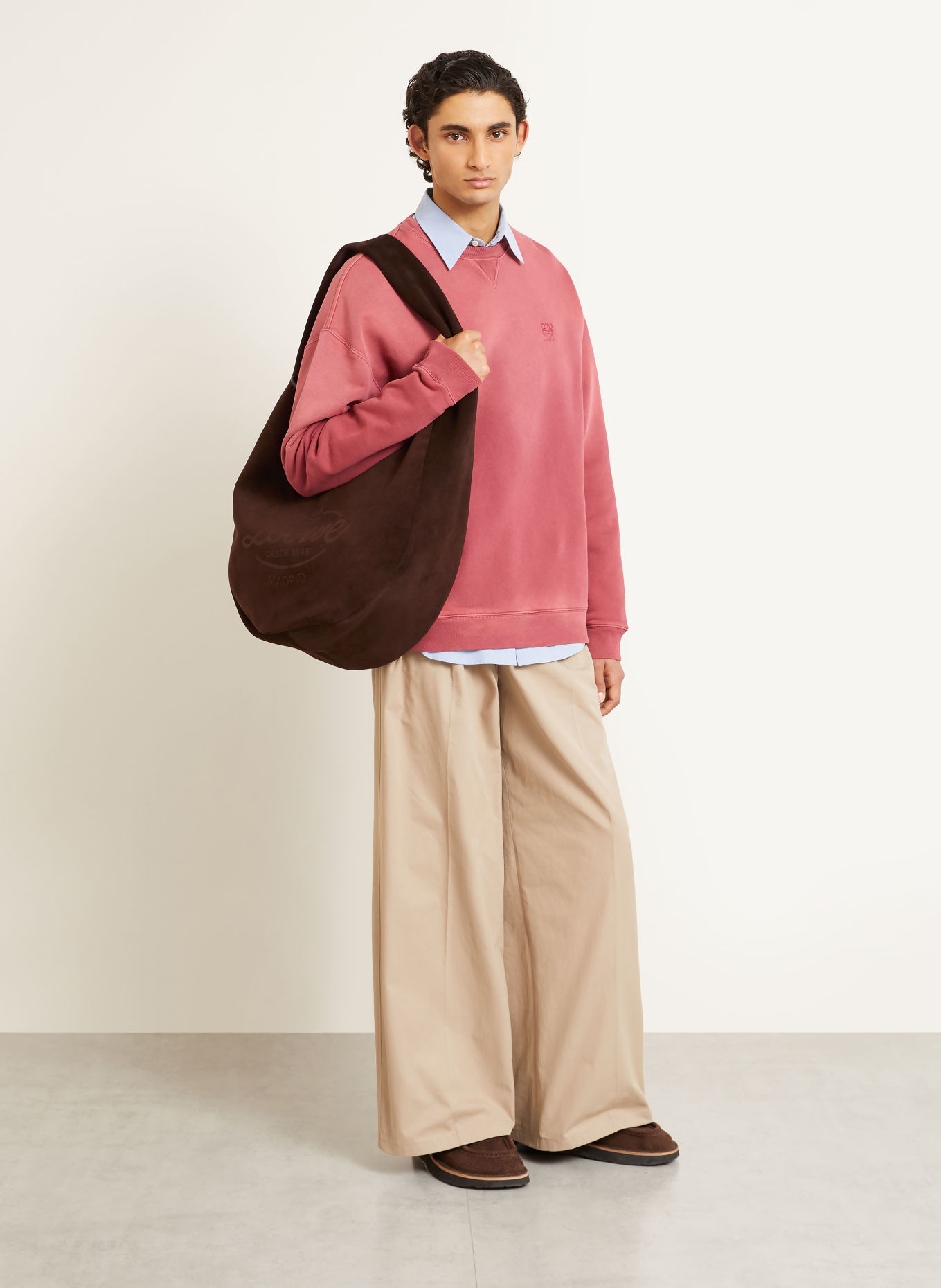 LOEWE Torebka typu worek ROOMY z torebką typu pouch: CIEMNOBRĄZOWY