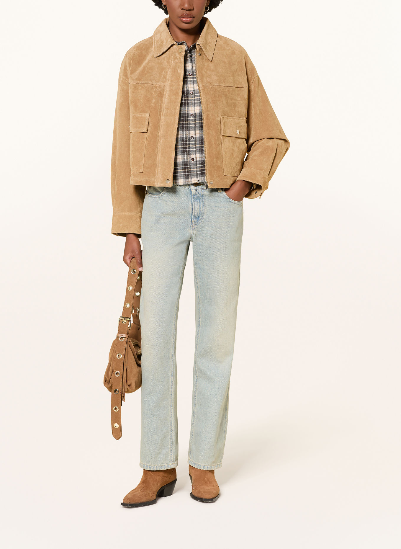 MRS & HUGS Leren jas: BEIGE