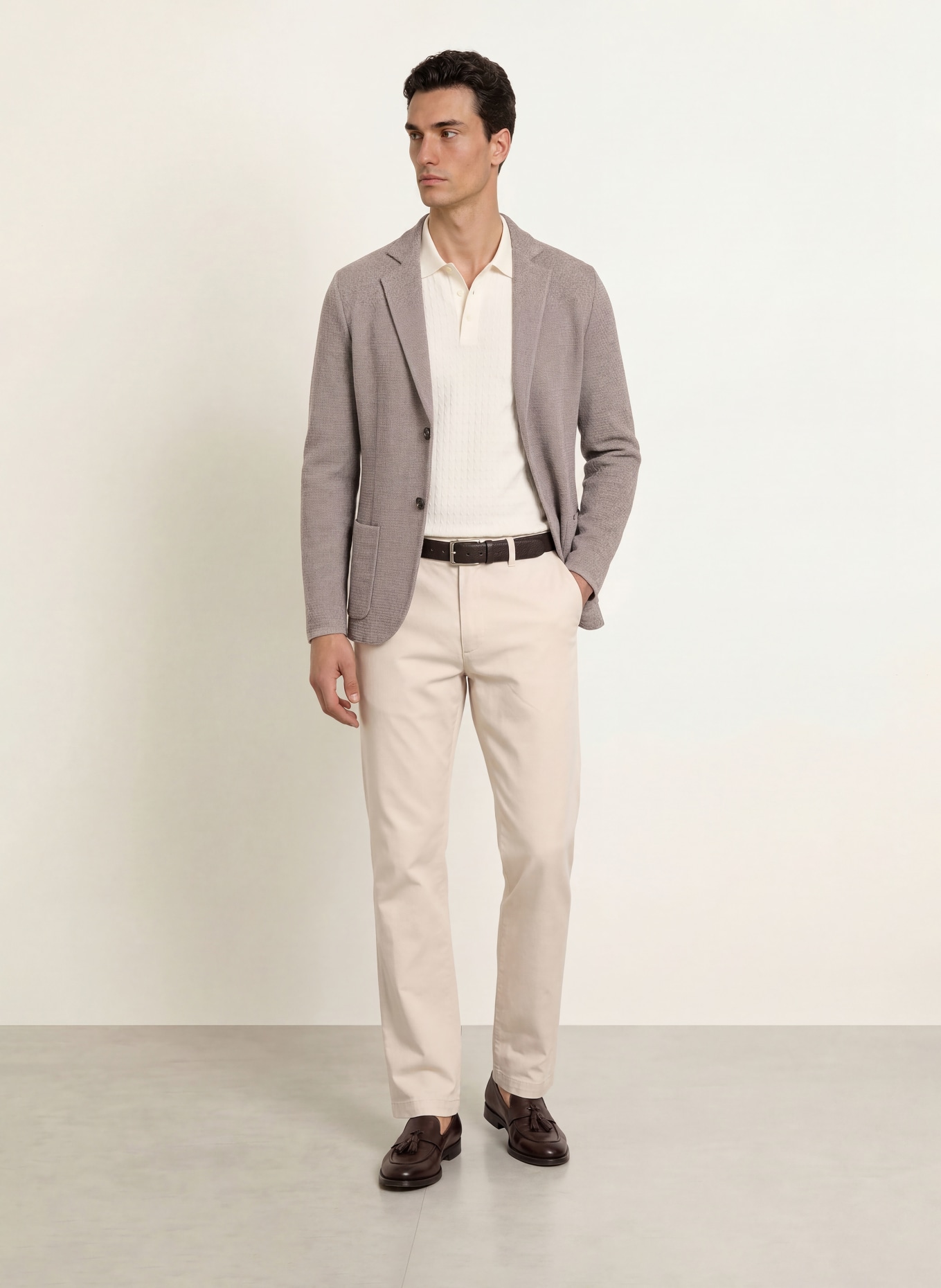 MAURIZIO BALDASSARI Regular-Fit Knit Jacket: TAUPE