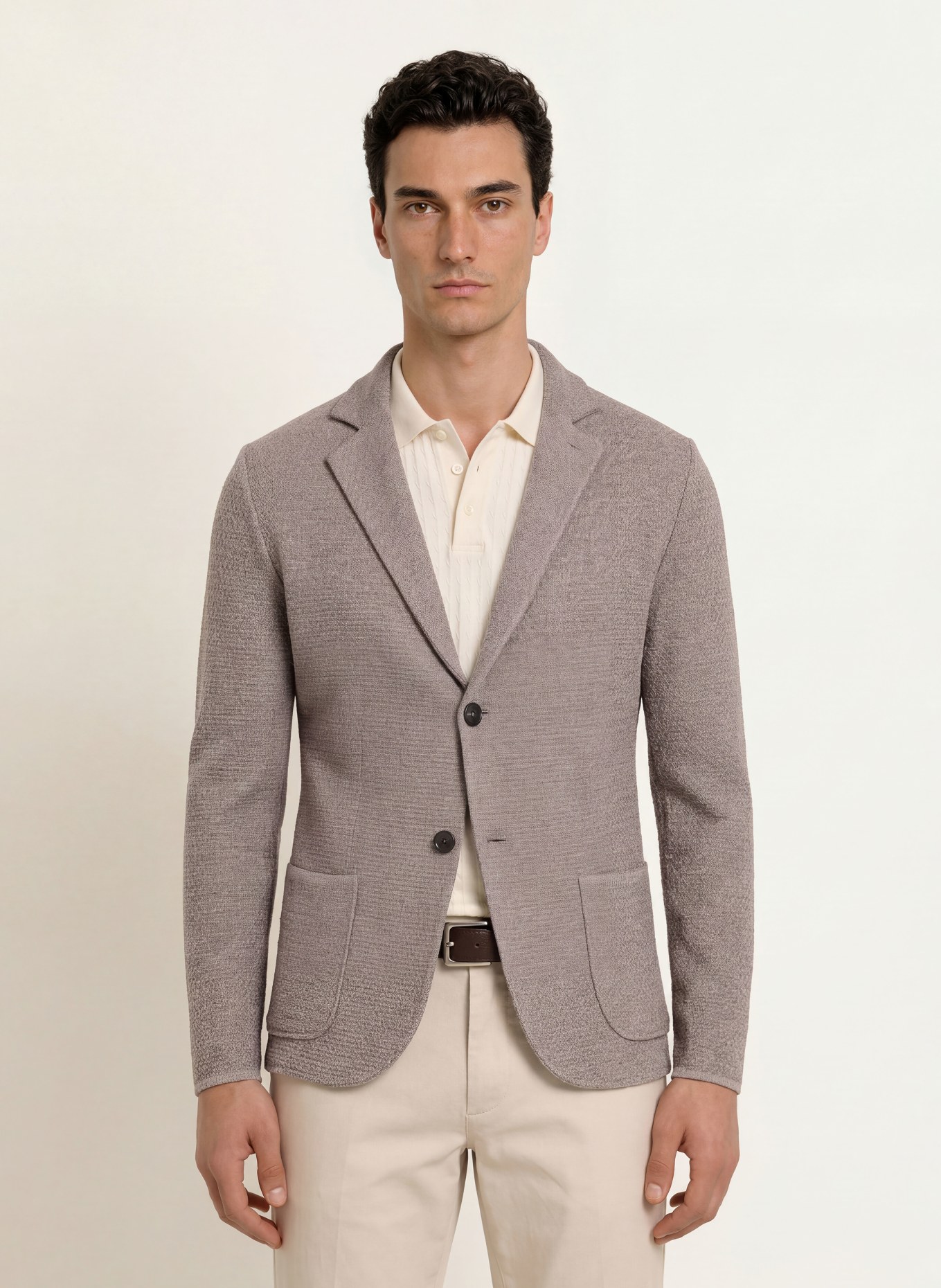 MAURIZIO BALDASSARI Regular-Fit Knit Jacket: TAUPE