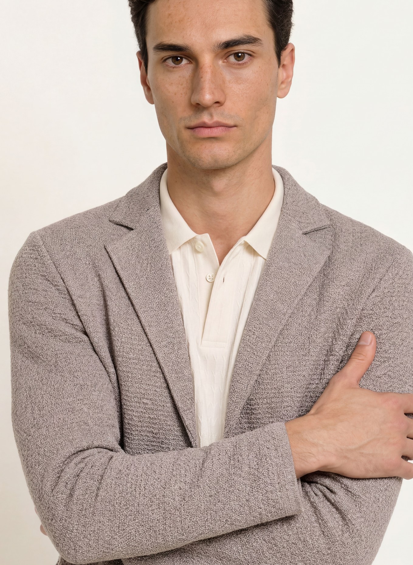 MAURIZIO BALDASSARI Regular-Fit Knit Jacket: TAUPE