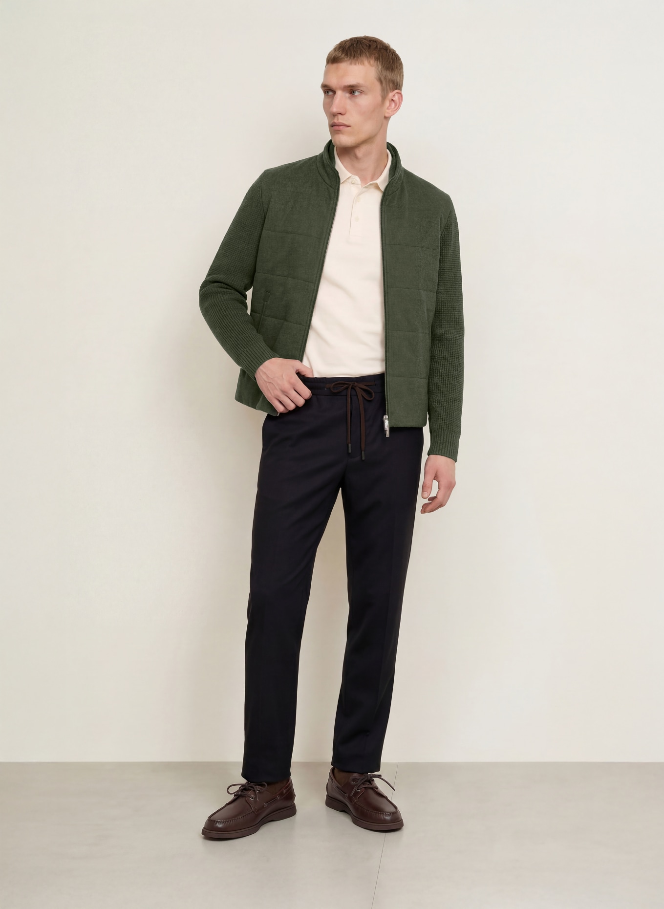MAURIZIO BALDASSARI Steppjacke BRENTA im Materialmix: DUNKELGRÜN