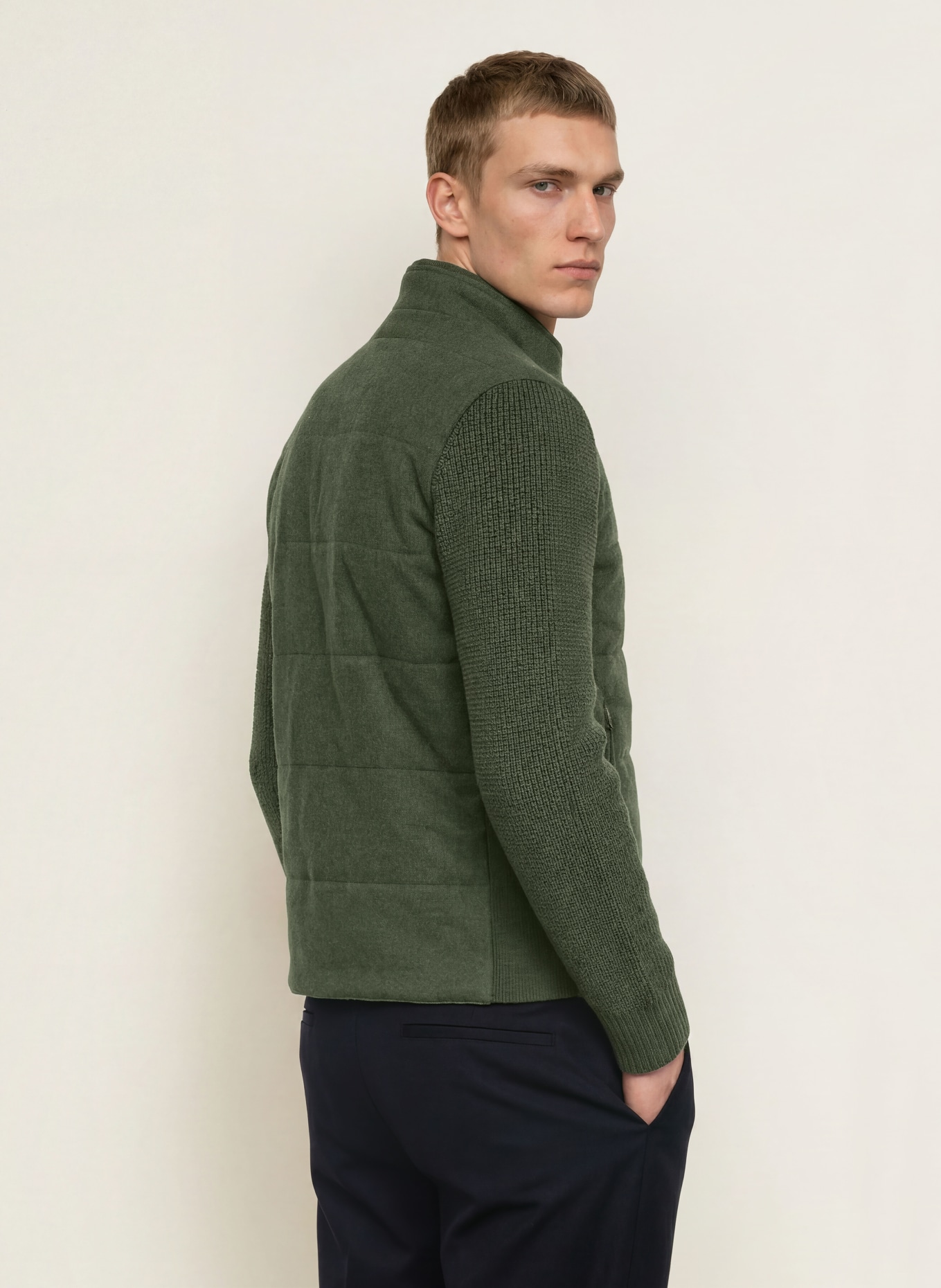 MAURIZIO BALDASSARI Steppjacke BRENTA im Materialmix: DUNKELGRÜN