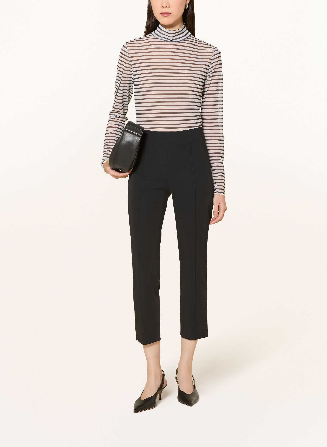 darling harbour Mesh long-sleeve shirt: BLACK/OFFWHITE