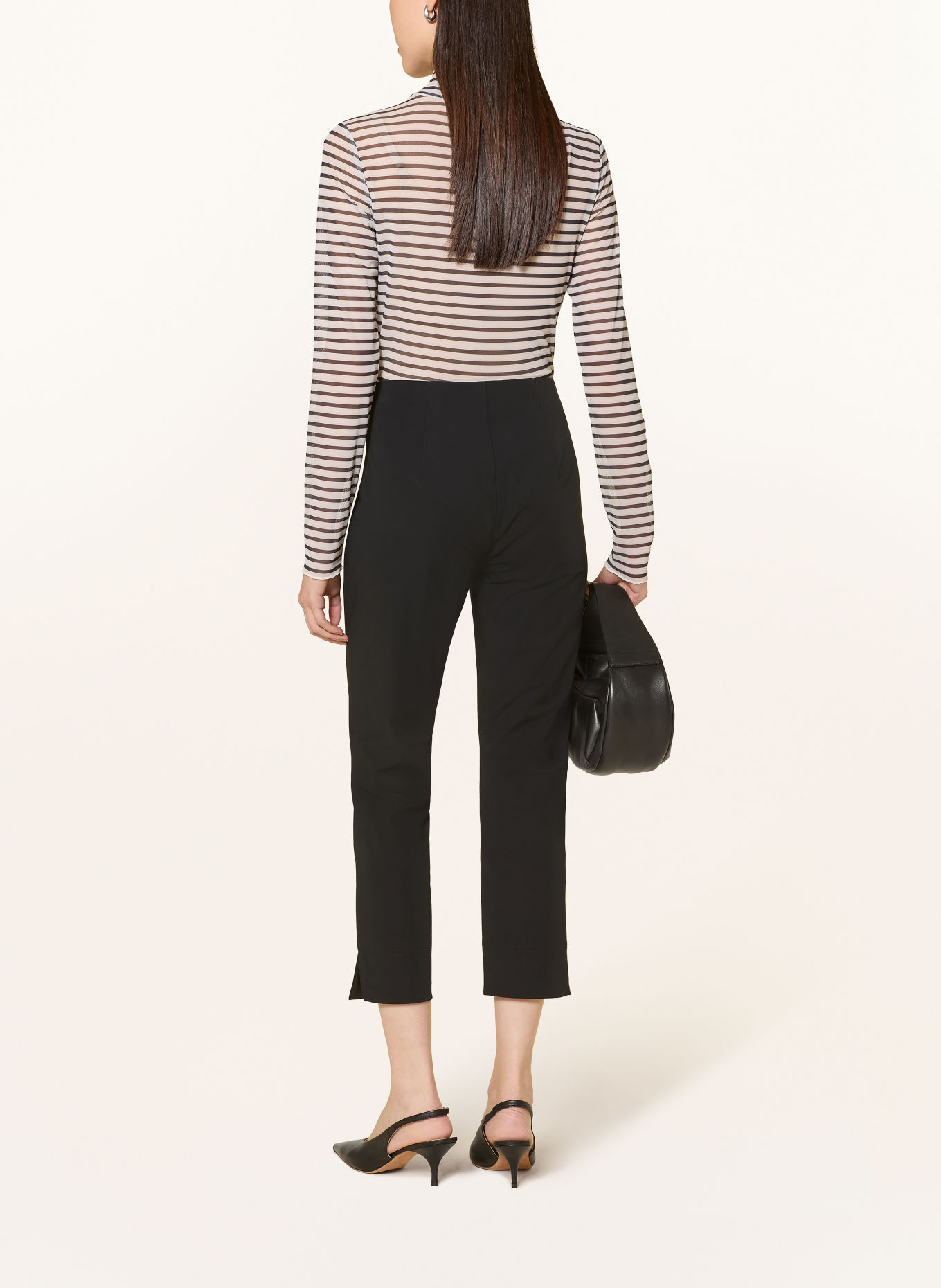 darling harbour Mesh long-sleeve shirt: BLACK/OFFWHITE