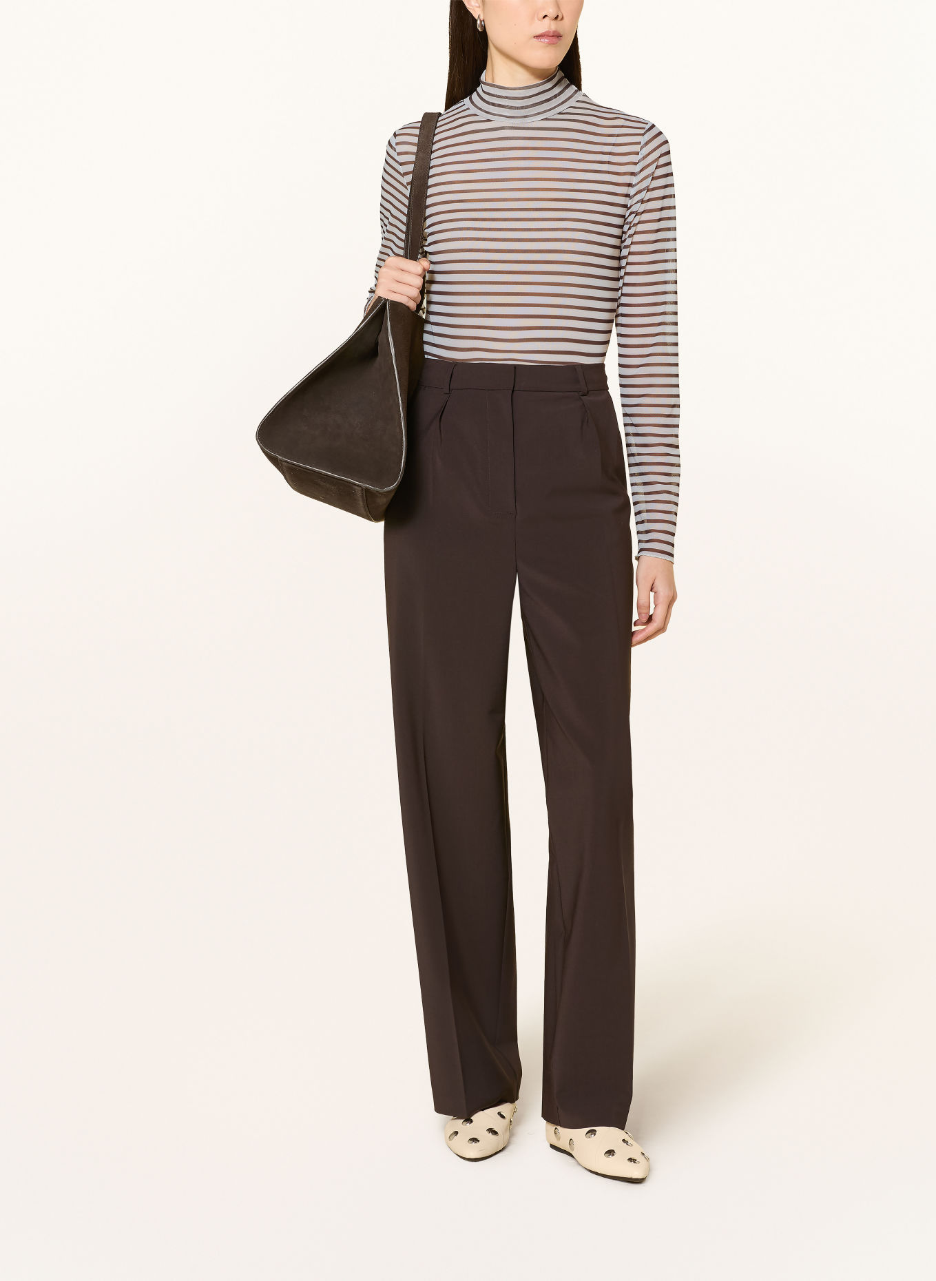 darling harbour Longsleeve aus Mesh: darkbrown /offwhite