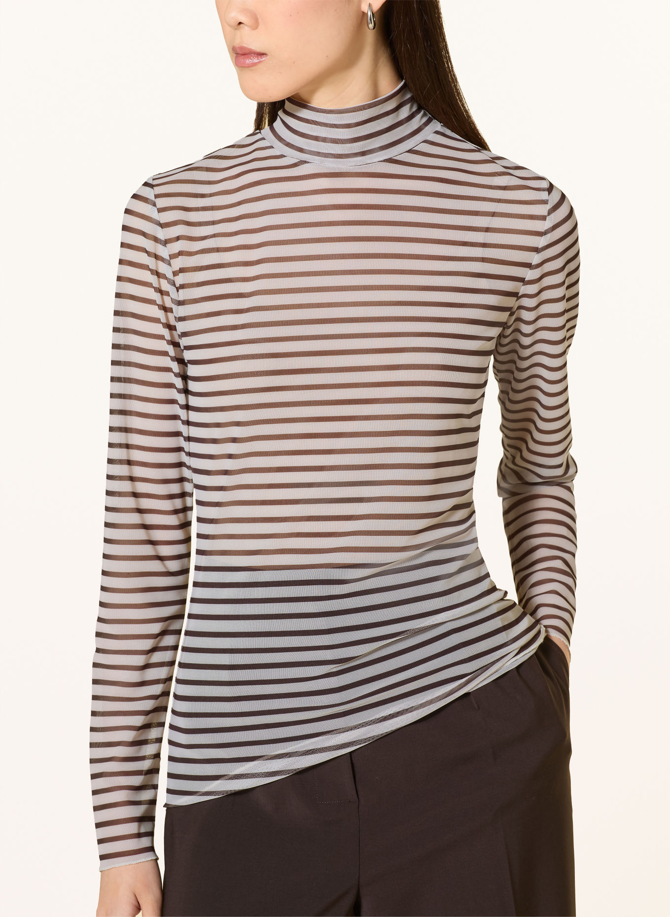 darling harbour Longsleeve aus Mesh: darkbrown /offwhite