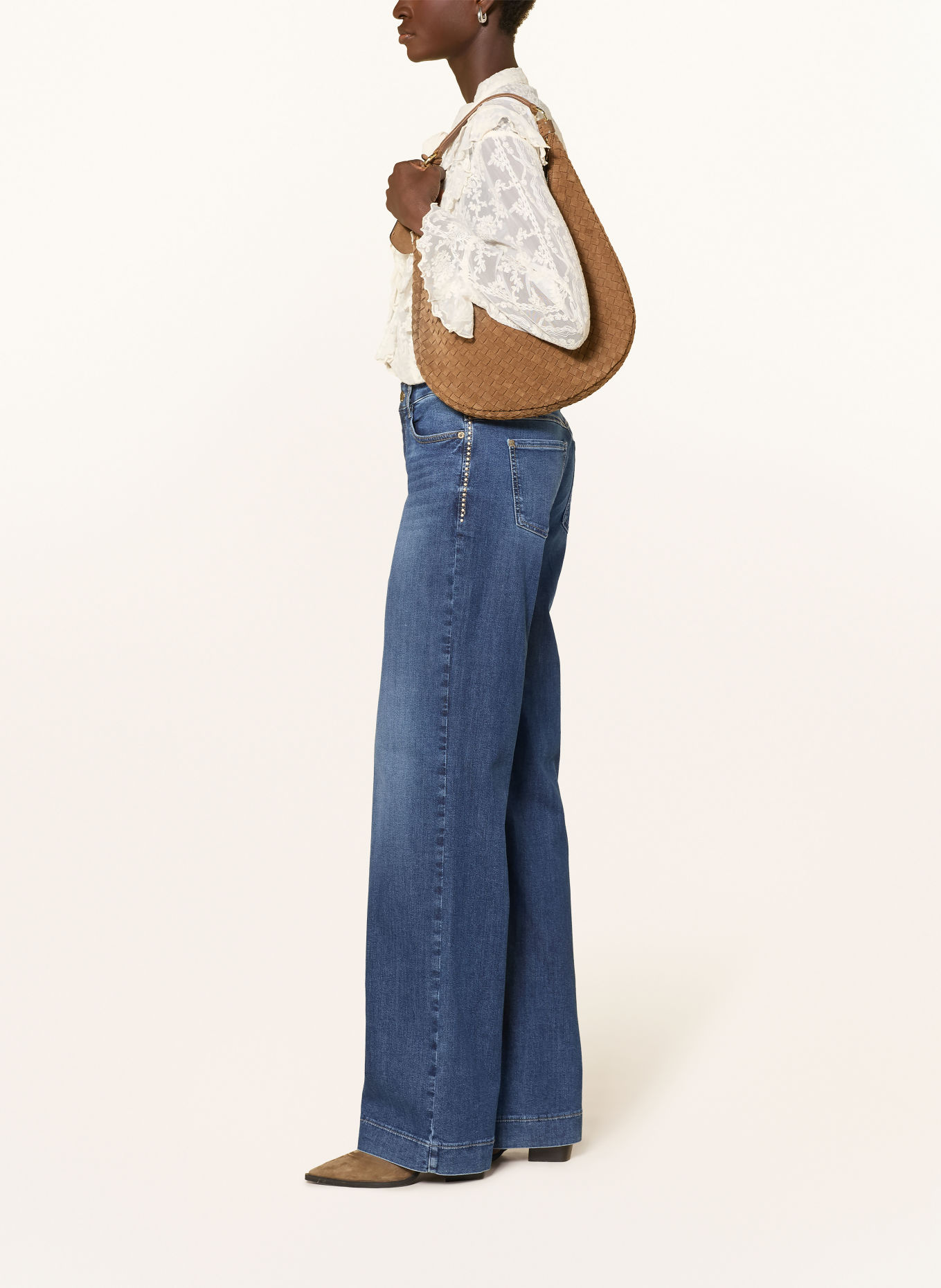 MAC WIDE Jeans with Studs: D636 used wash