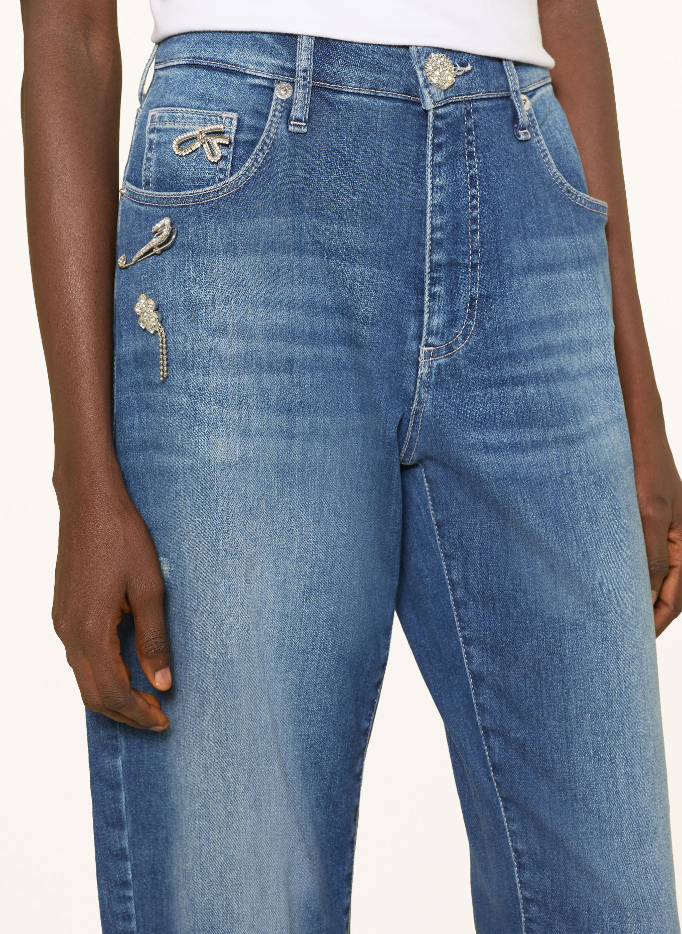 MAC Jean barrel DANNI avec strass: D567 vintage indigo used