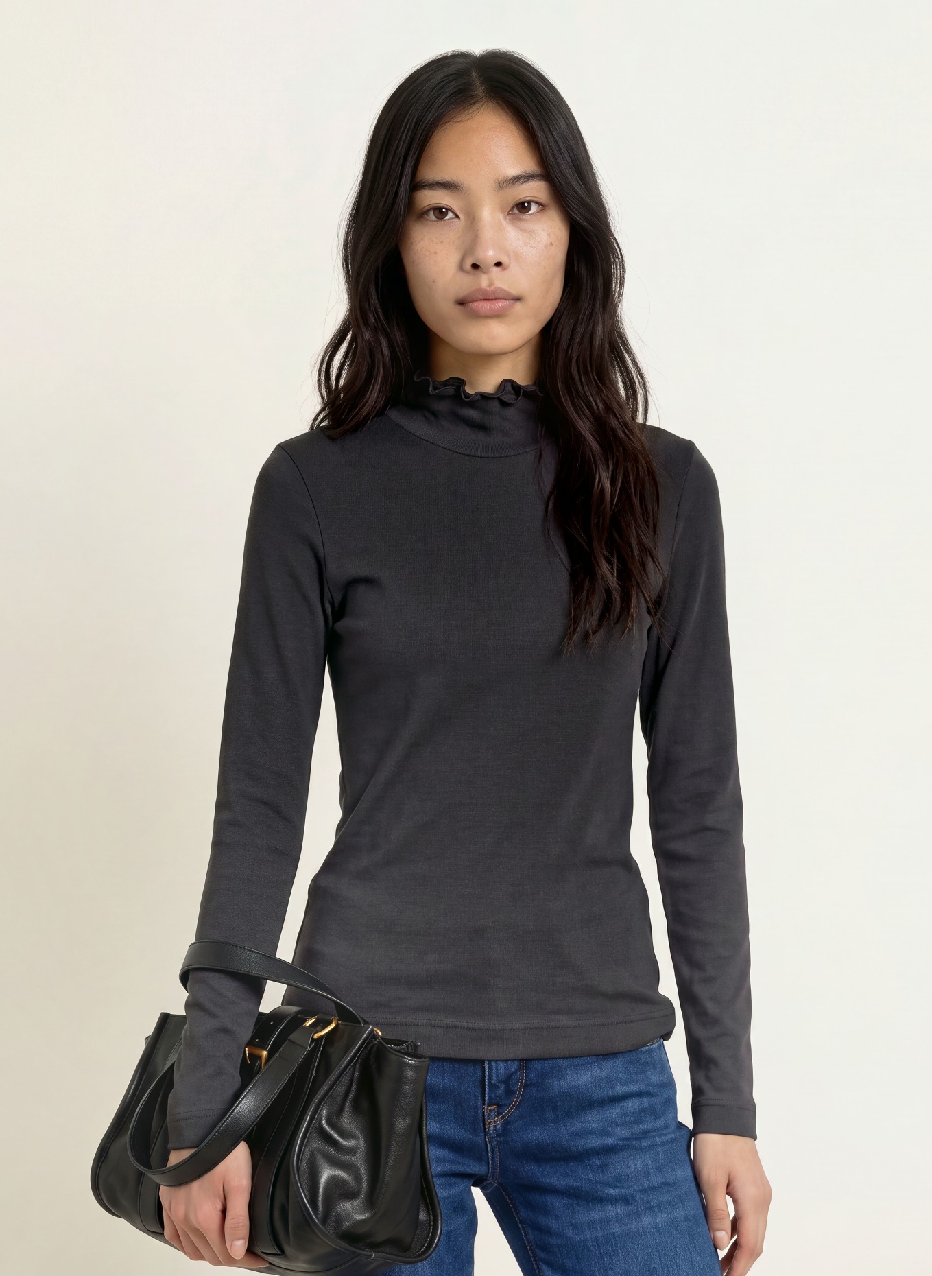 ZAÍDA Long-sleeve shirt: BLACK