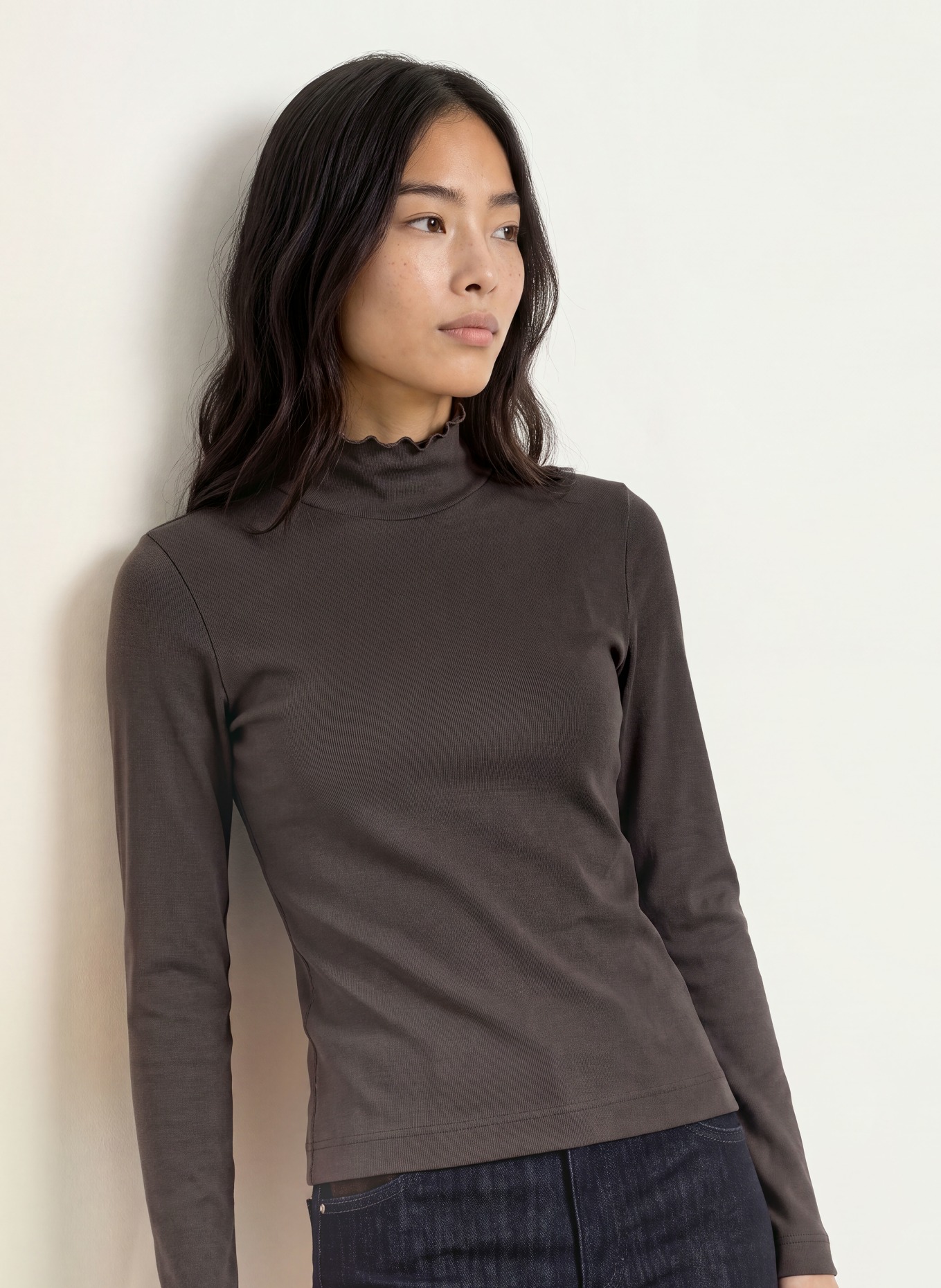 ZAÍDA Long-sleeve shirt: DARK BROWN