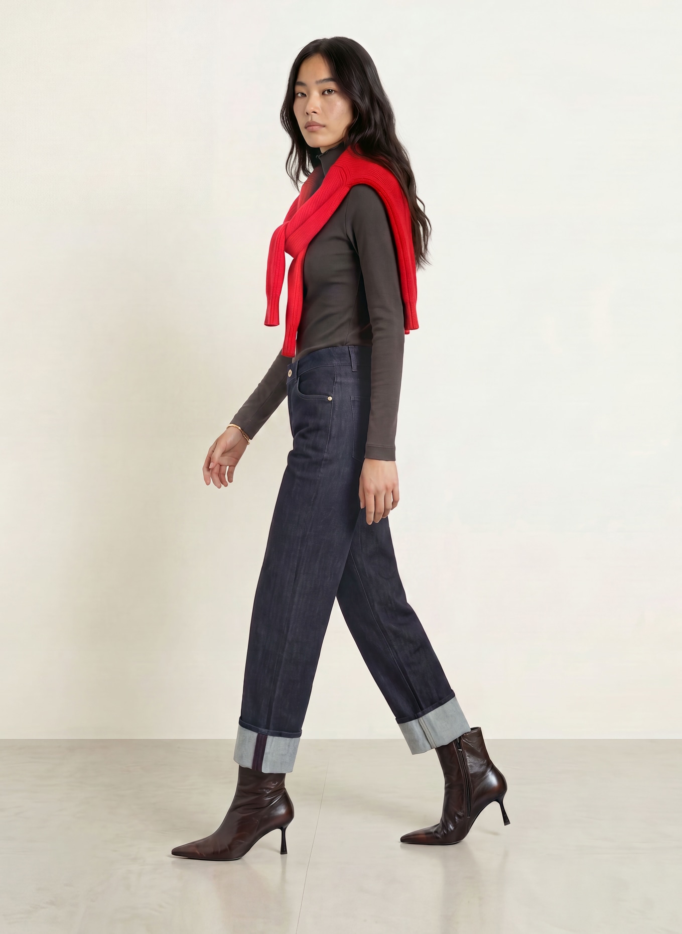 ZAÍDA Long-sleeve shirt: DARK BROWN