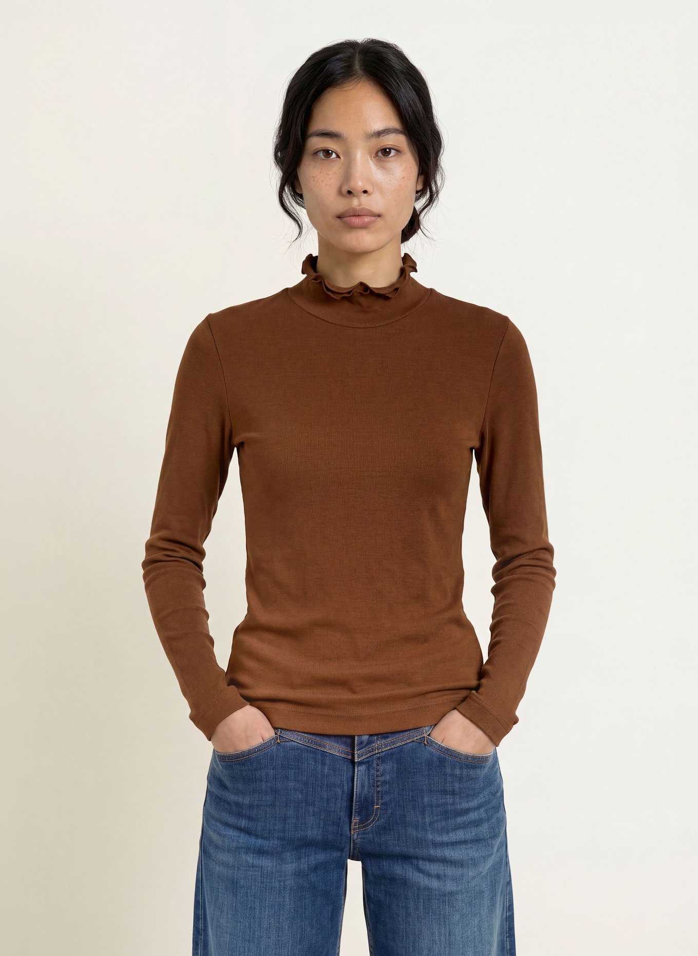 ZAÍDA Long-sleeve shirt: BROWN