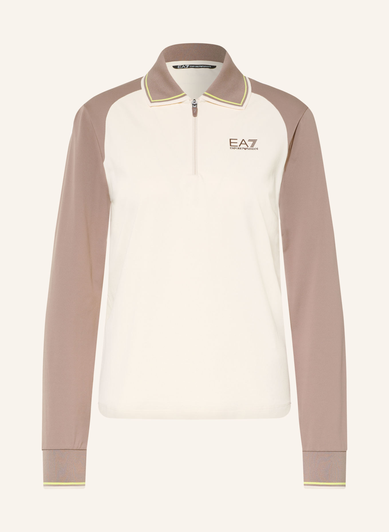 EA7 EMPORIO ARMANI Functional polo shirt: TAUPE / CREAM / YELLOW