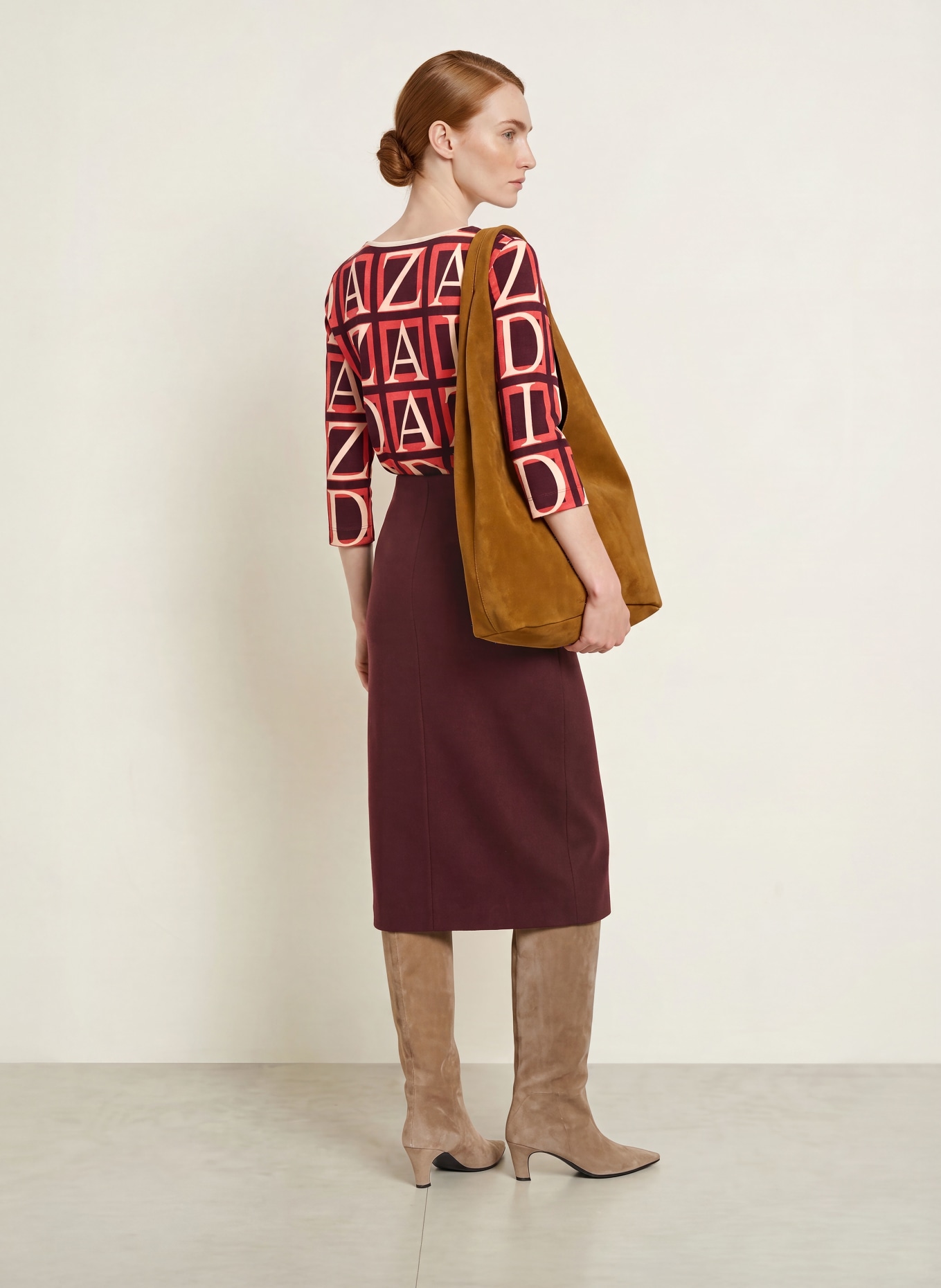 ZAÍDA Shirt with 3/4 sleeves: PINK / DARK PURPLE
