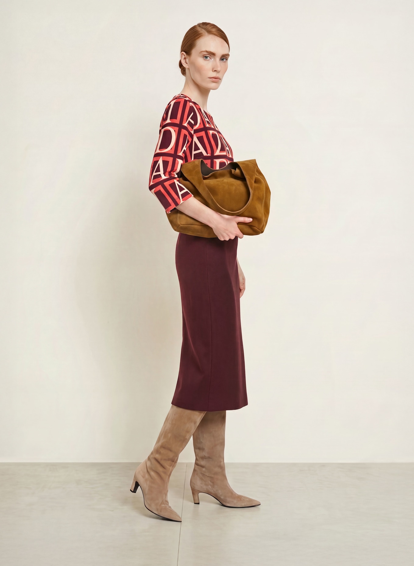 ZAÍDA Shirt with 3/4 sleeves: PINK / DARK PURPLE