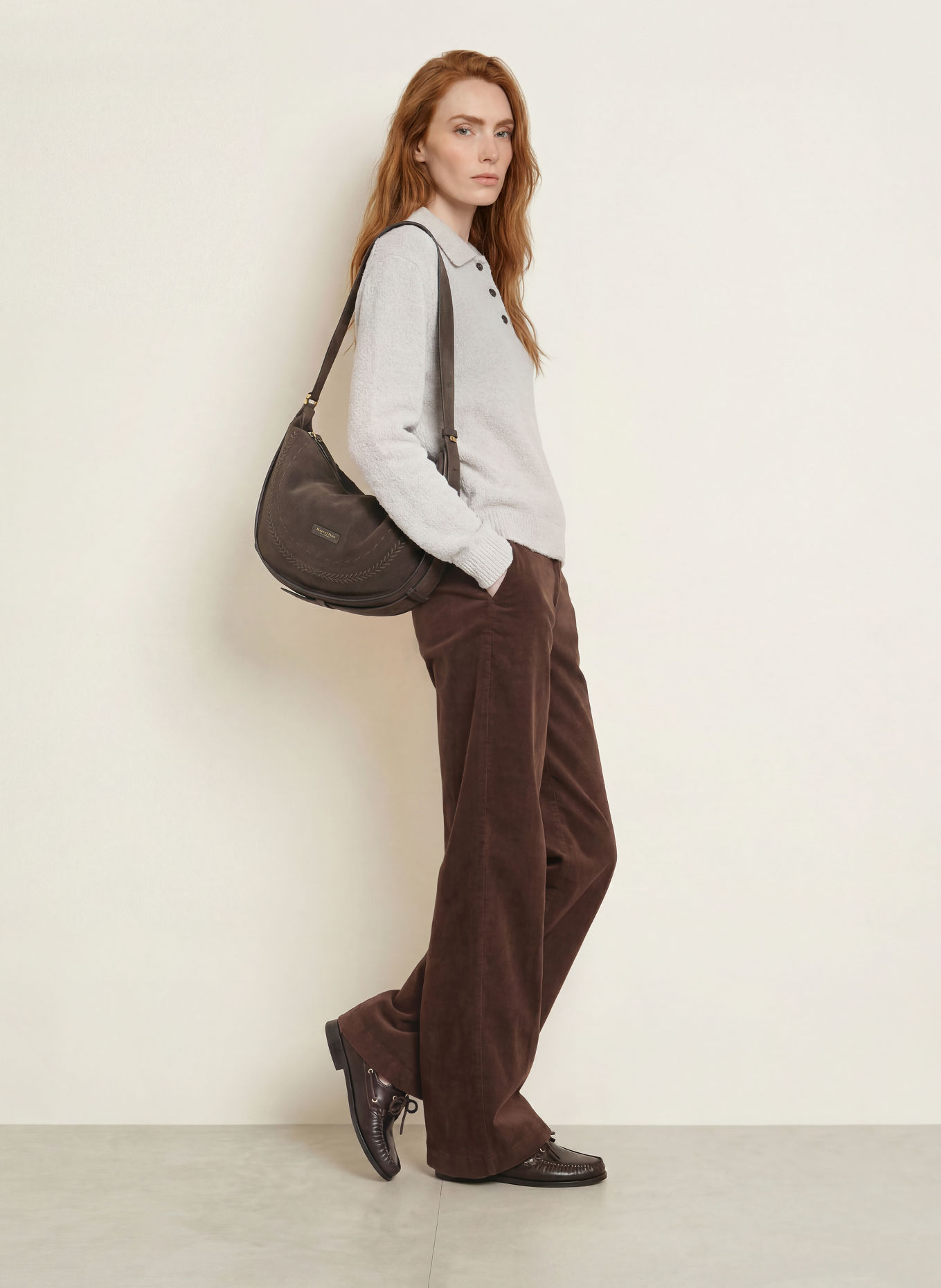 Marc O'Polo Gebreid poloshirt: CRÈME