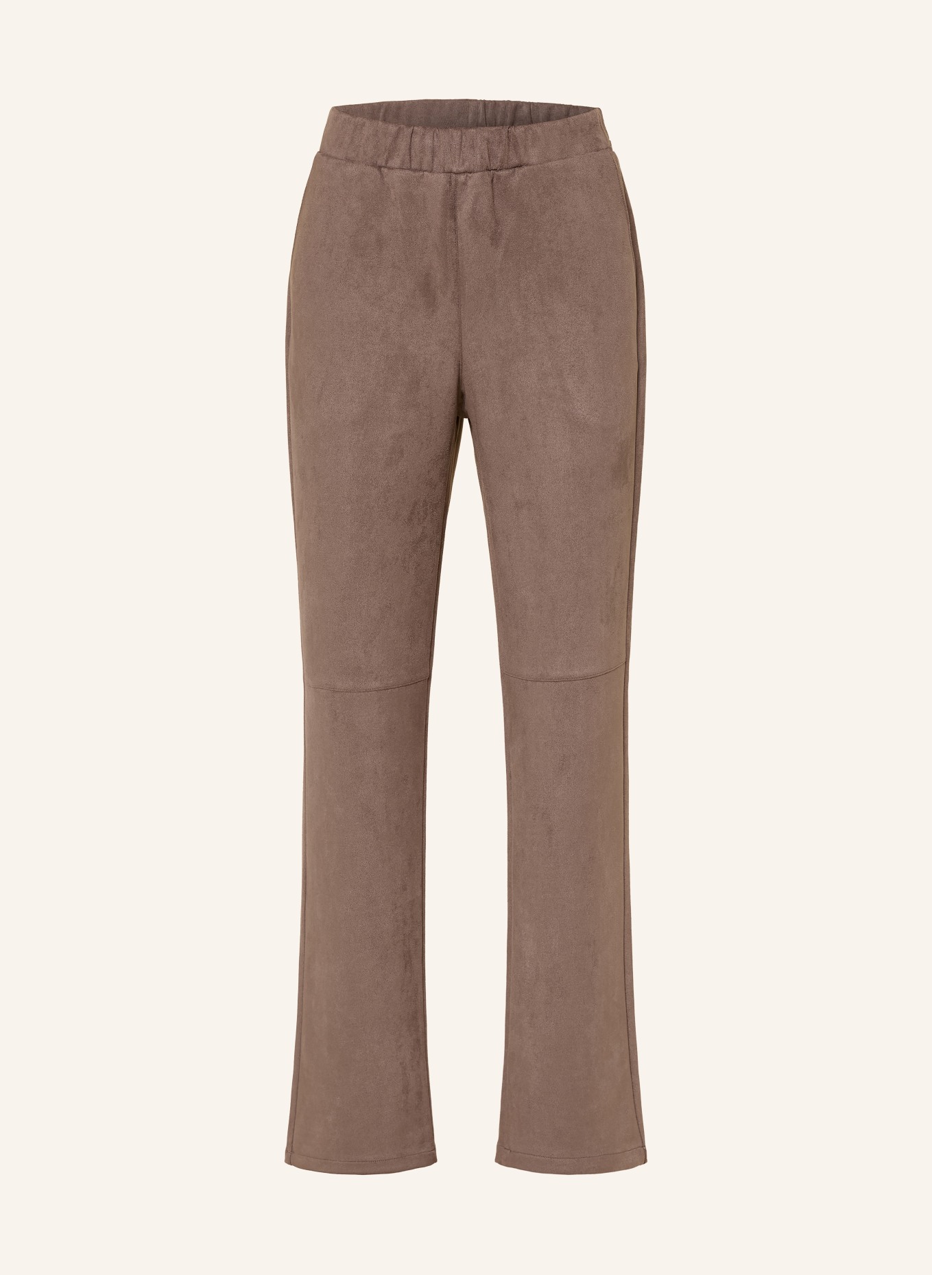 monari Broek met leerlook: TAUPE