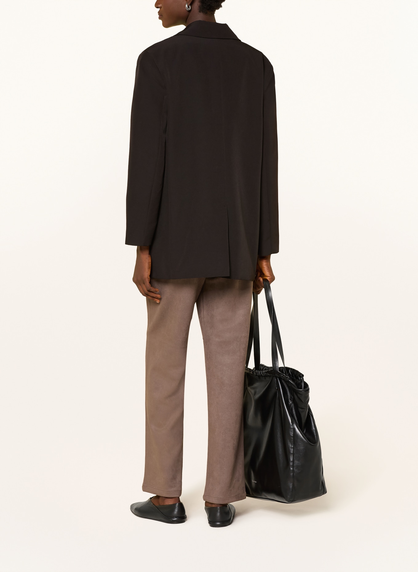 monari Broek met leerlook: TAUPE