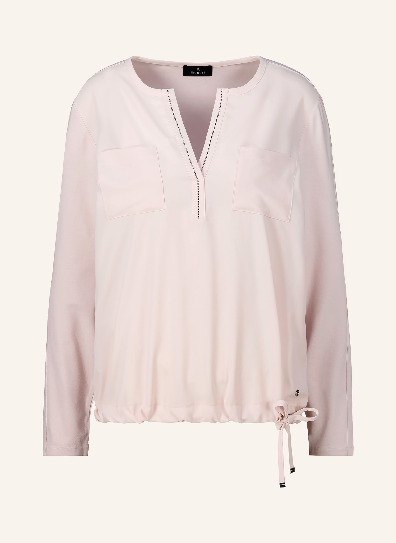 monari Shirt blouse in a mix of fabrics with decorative stones: LIGHT PINK / SILVER