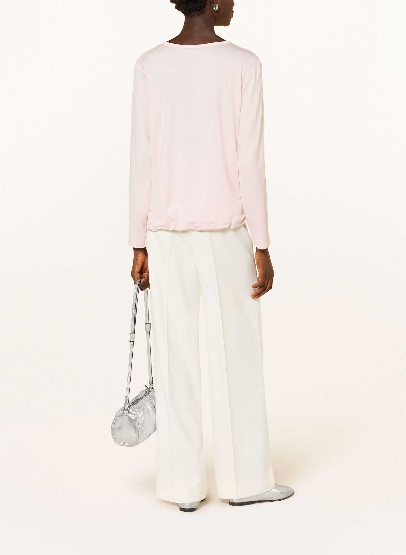 monari Shirt blouse in a mix of fabrics with decorative stones: LIGHT PINK / SILVER