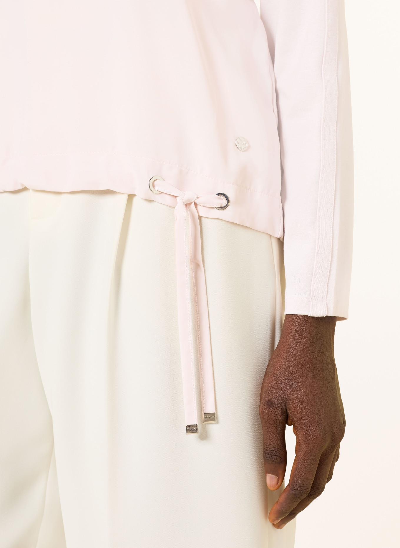 monari Shirt blouse in a mix of fabrics with decorative stones: LIGHT PINK / SILVER