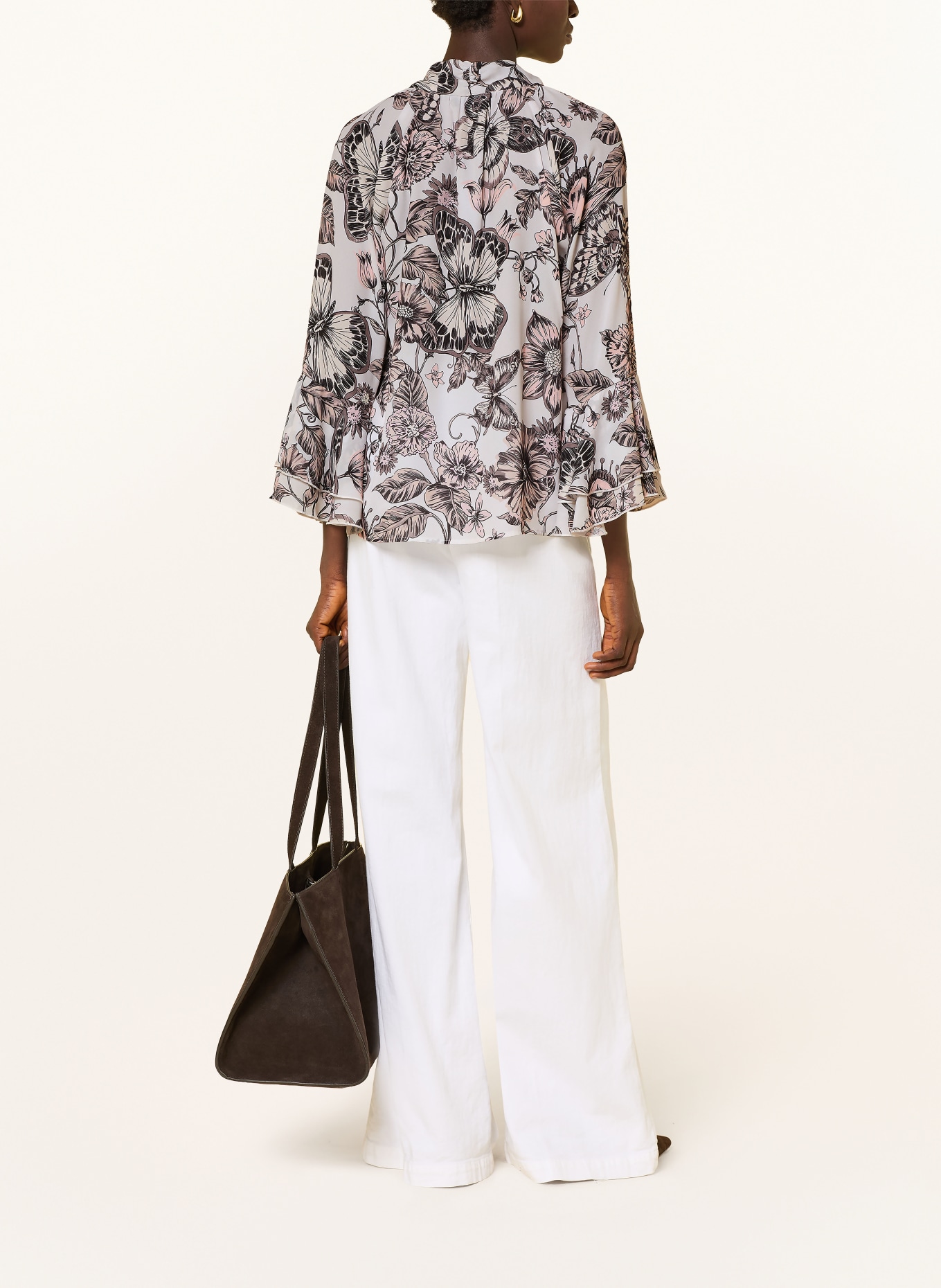 monari Schluppenbluse mit Volants: CREME / HELLROSA / TAUPE