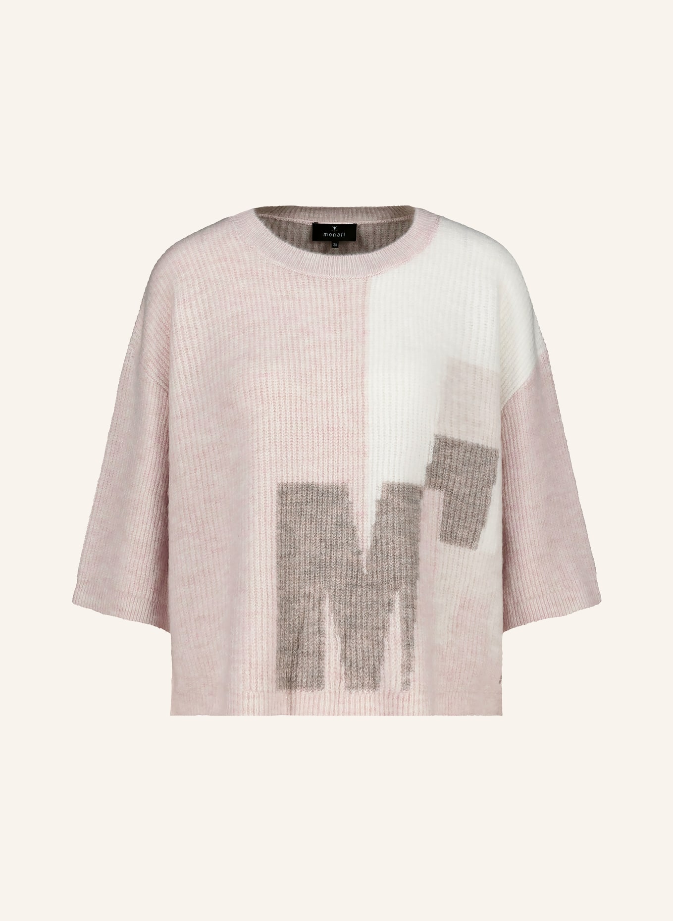 monari Pullover mit 3/4-Arm: HELLROSA / TAUPE / WEISS