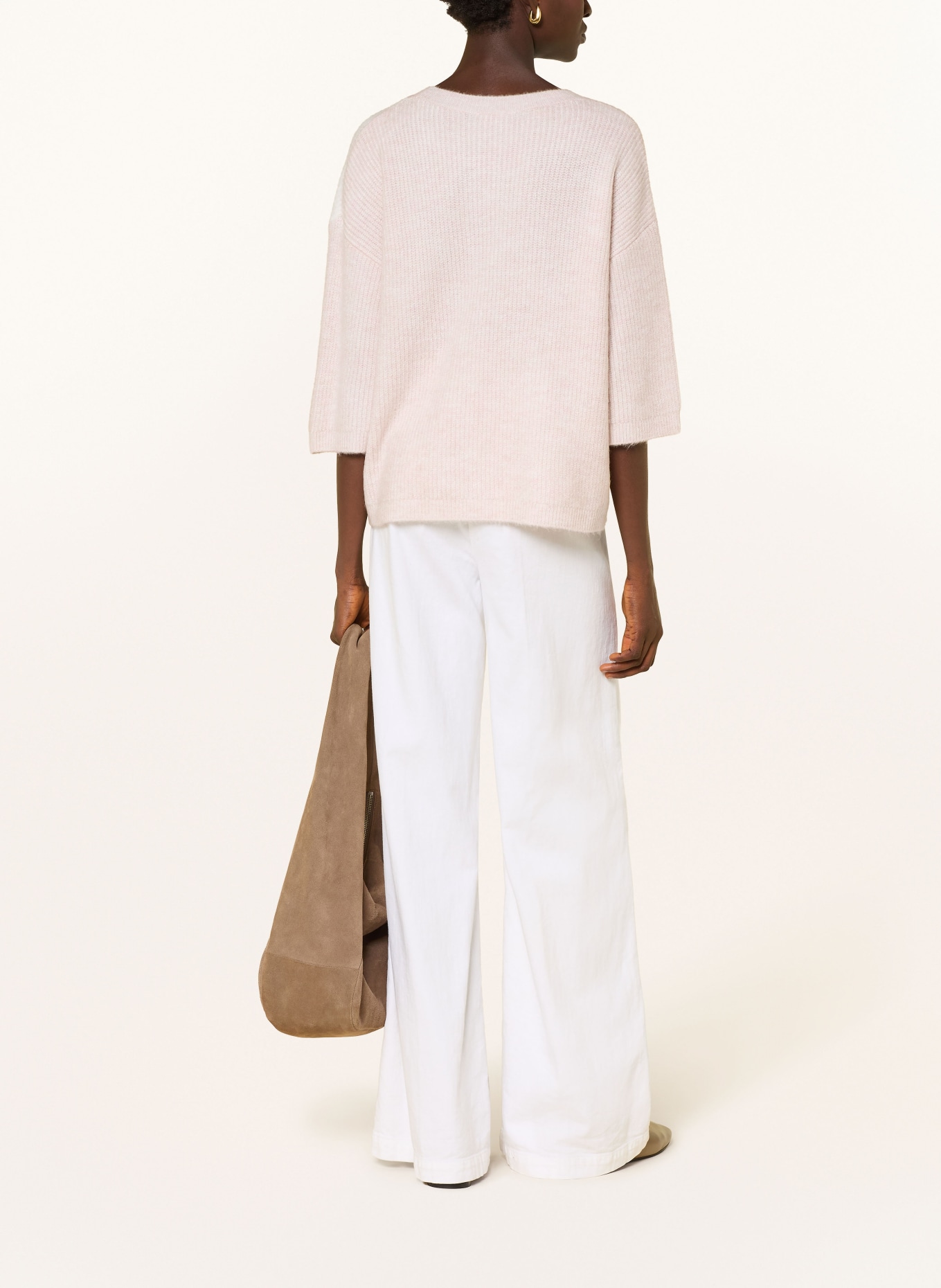 monari Pullover mit 3/4-Arm: HELLROSA / TAUPE / WEISS