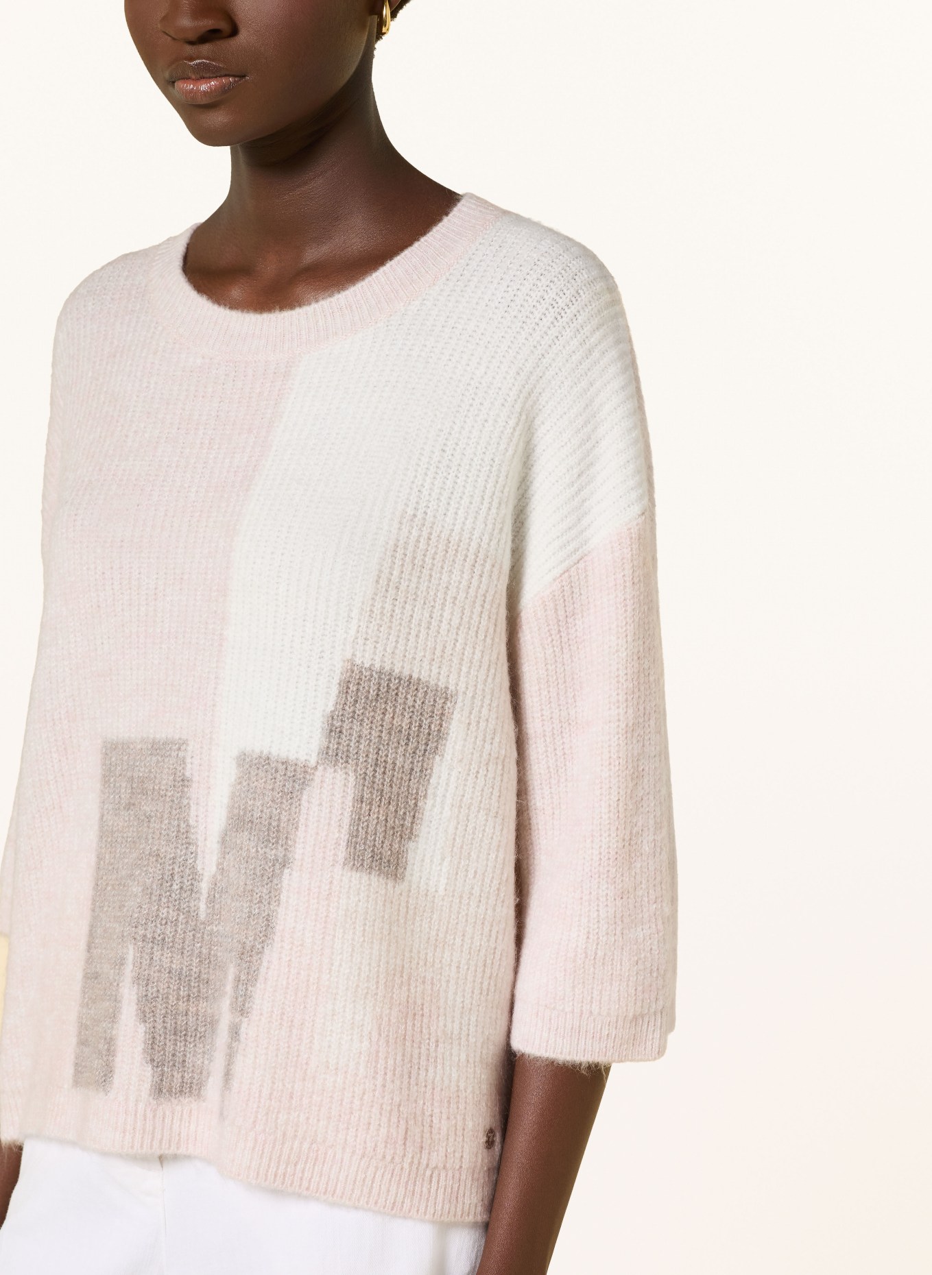 monari Pullover mit 3/4-Arm: HELLROSA / TAUPE / WEISS