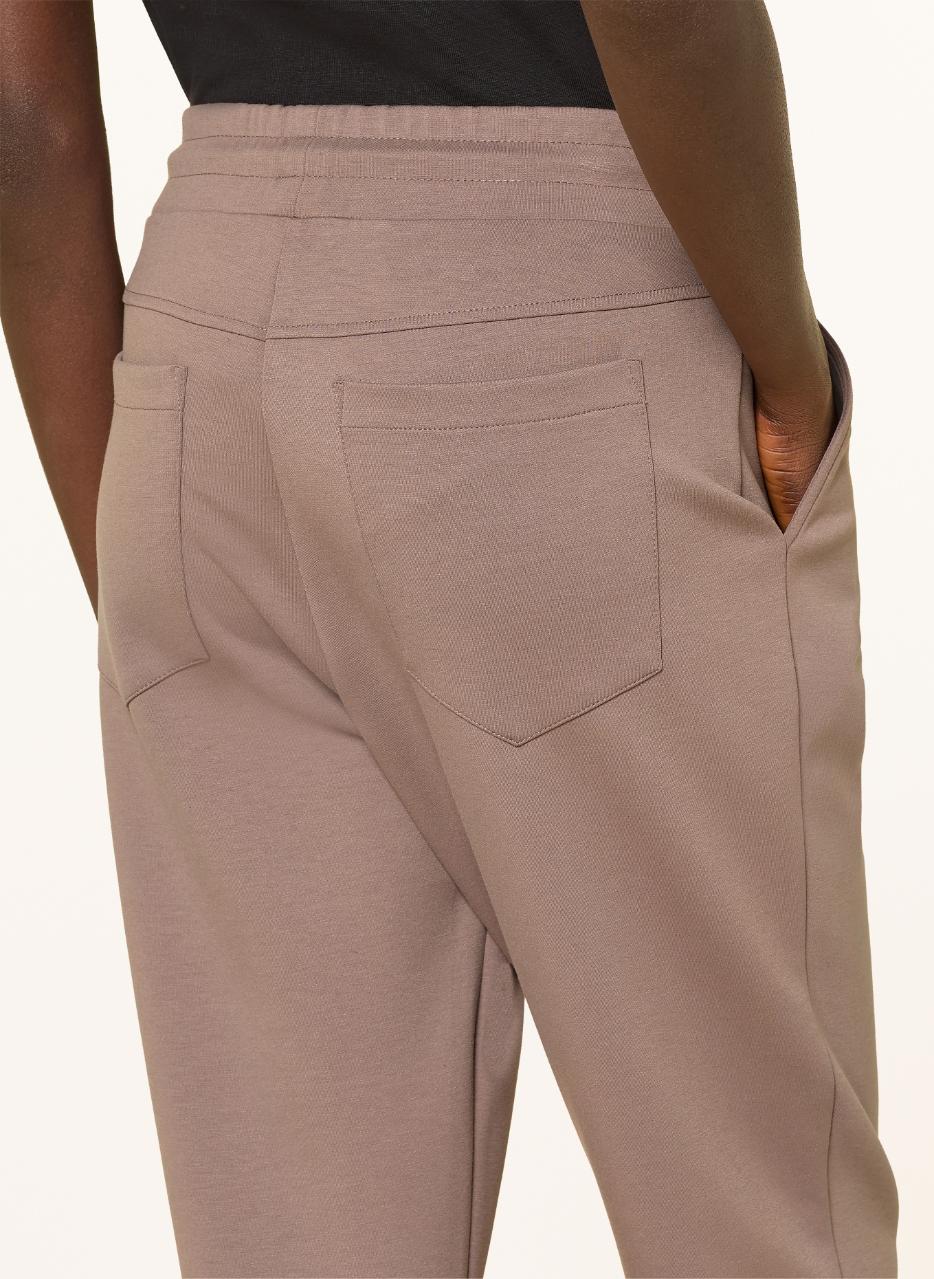 monari Jerseybroek met sierstenen: TAUPE