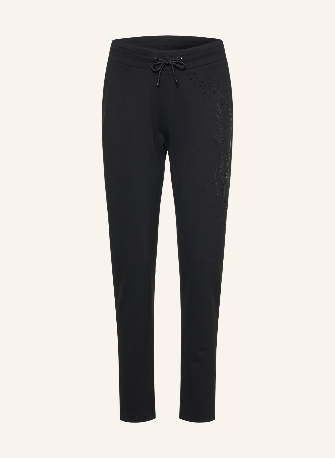 monari Jerseybroek met sierstenen: ZWART
