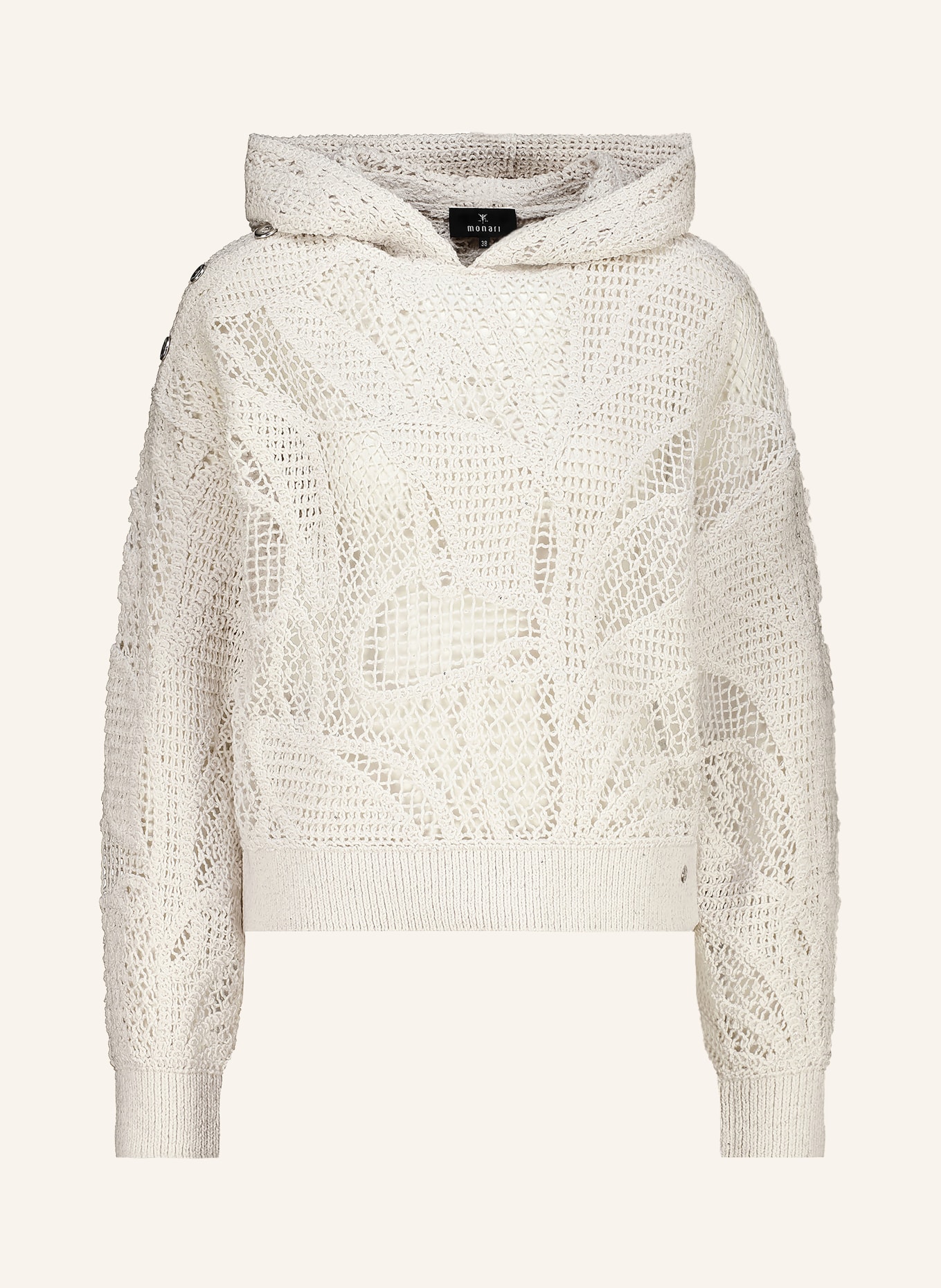 monari Gebreide Hoodie met glittergaren en pailletten: WIT