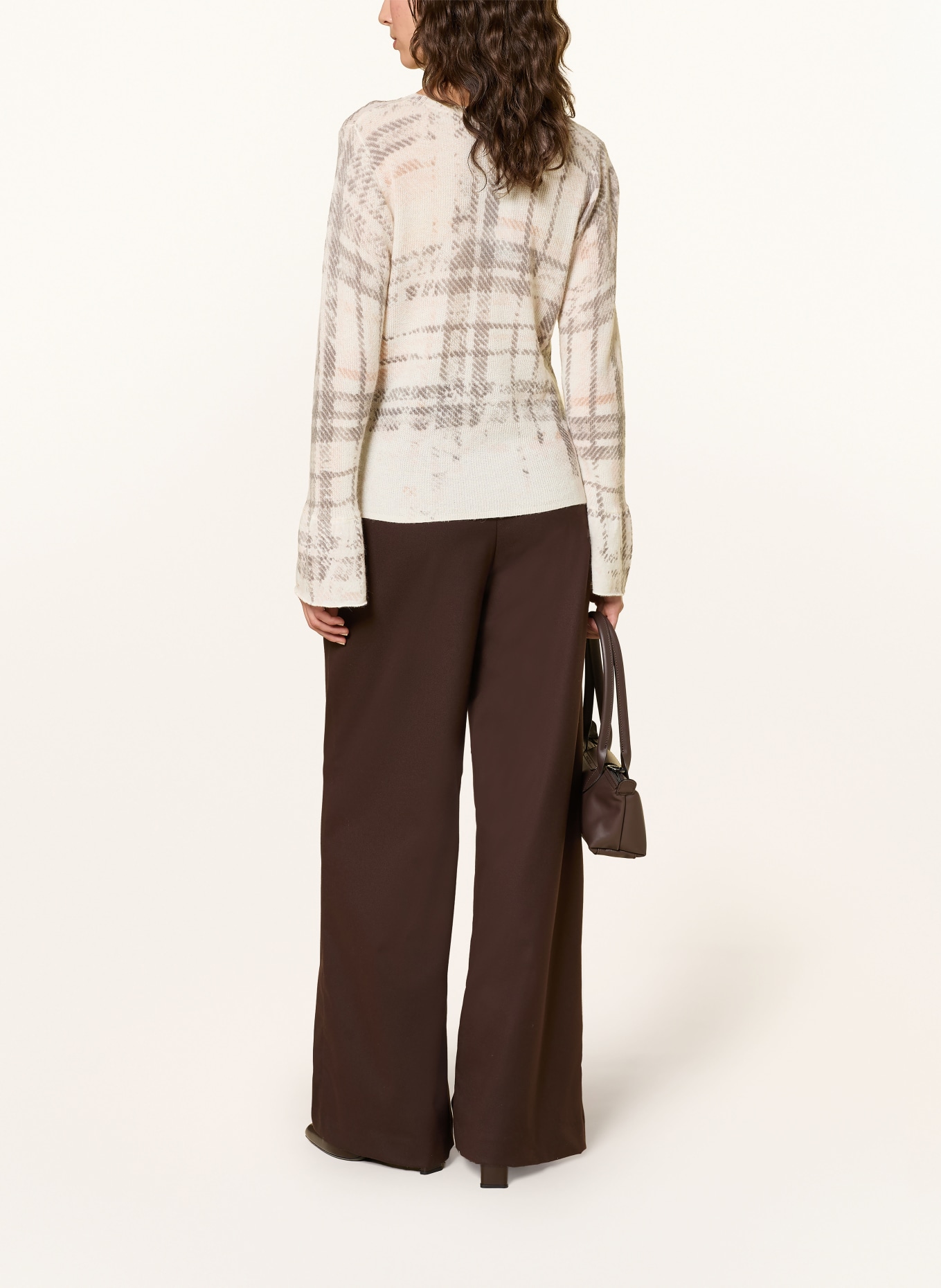 monari Pullover mit Rüschen und Pailletten: ECRU / HELLROSA / GRAU