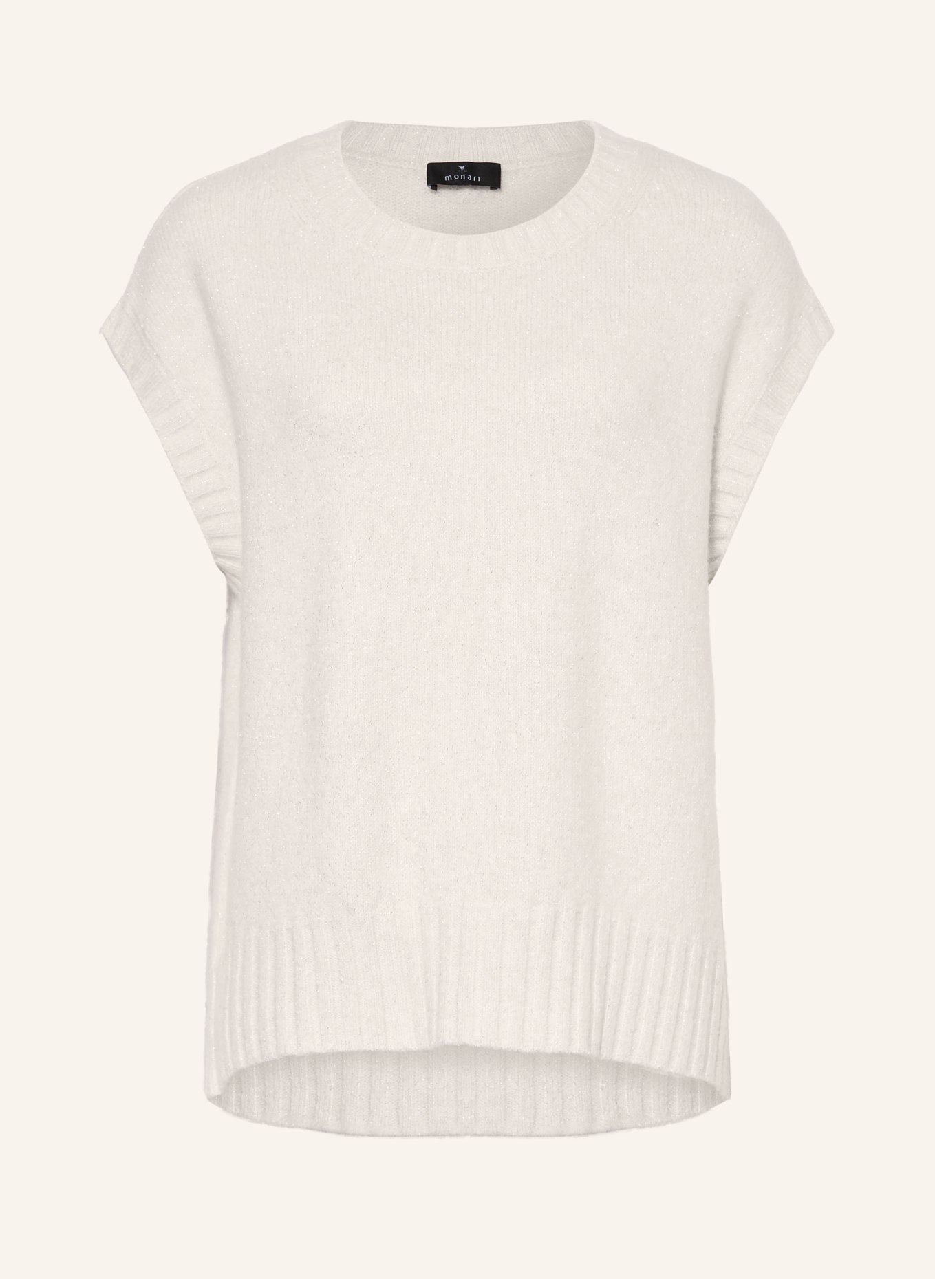 monari Spencer zonder mouwen met glittergaren: WIT