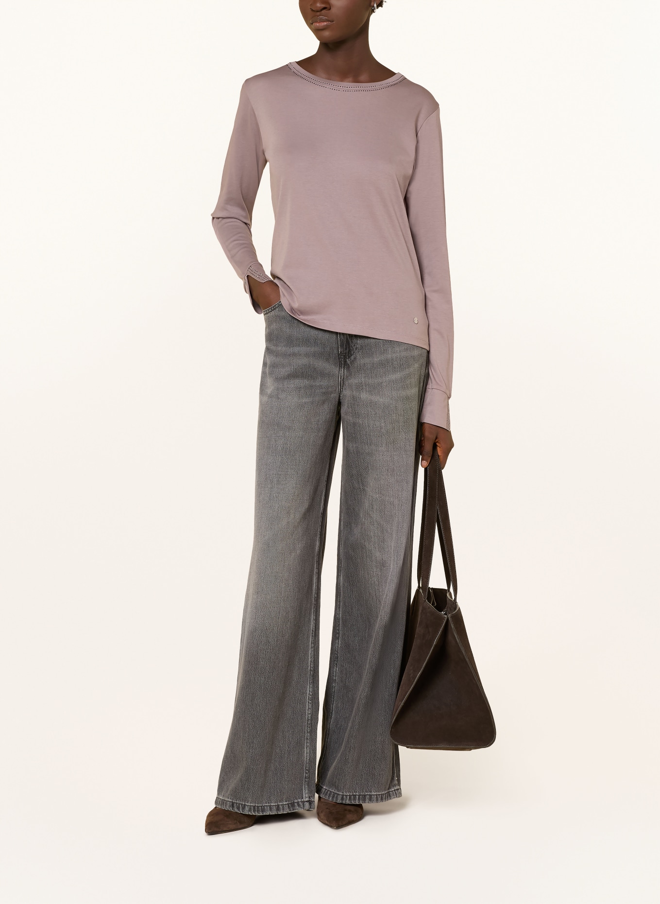 monari Longsleeve met sierstenen: TAUPE