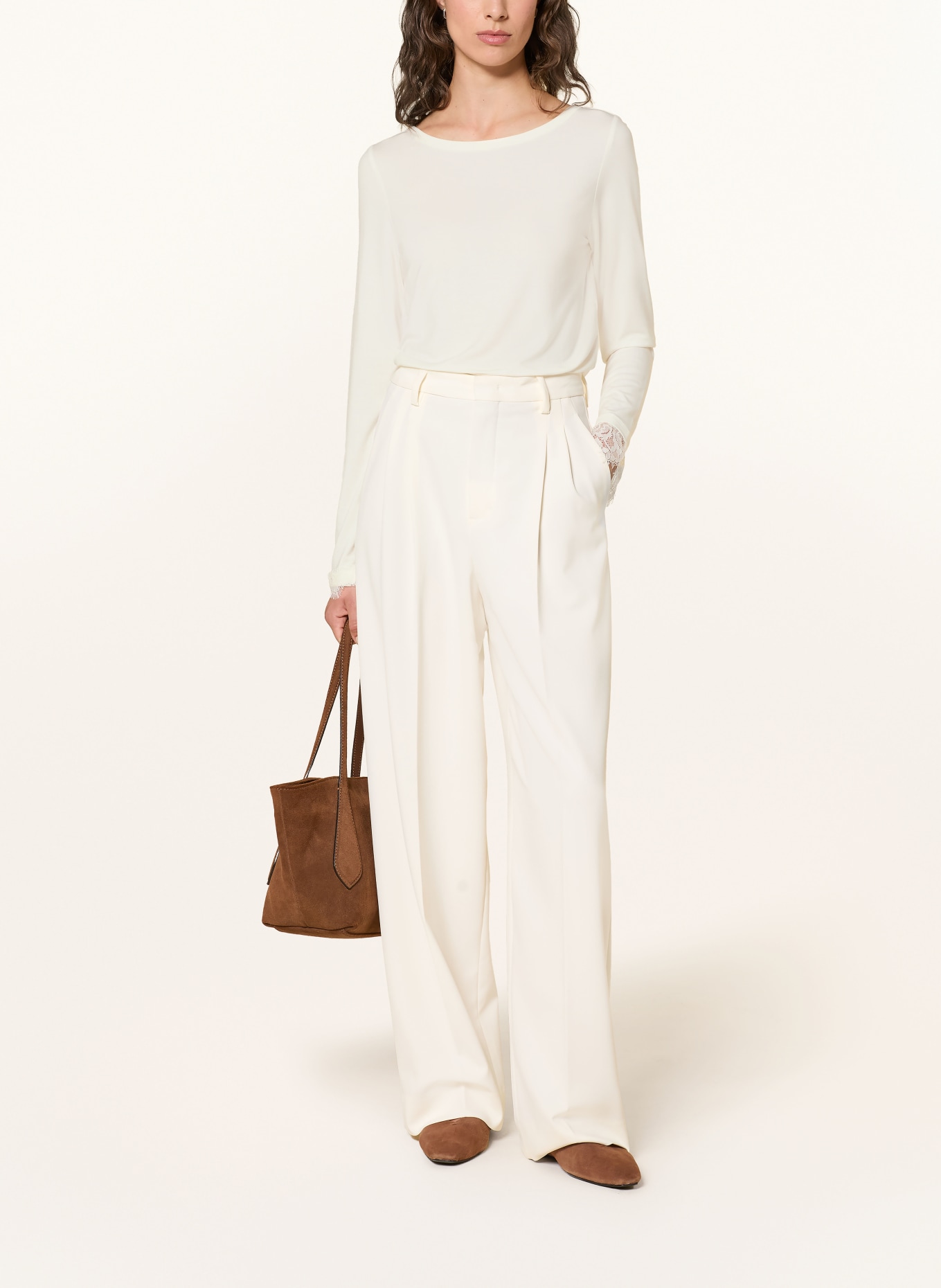 monari Longsleeve mit Spitze: WEISS