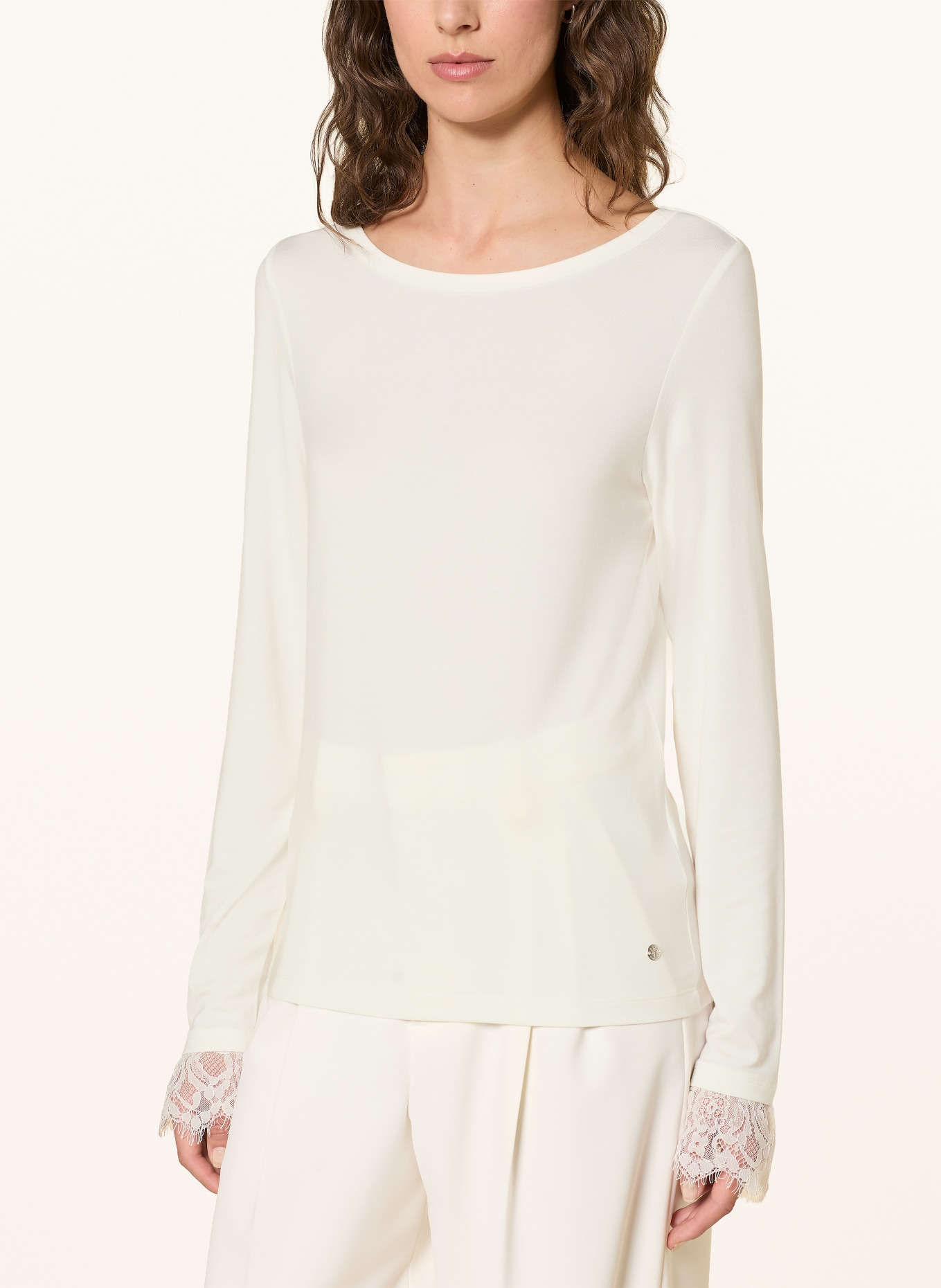 monari Longsleeve mit Spitze: WEISS