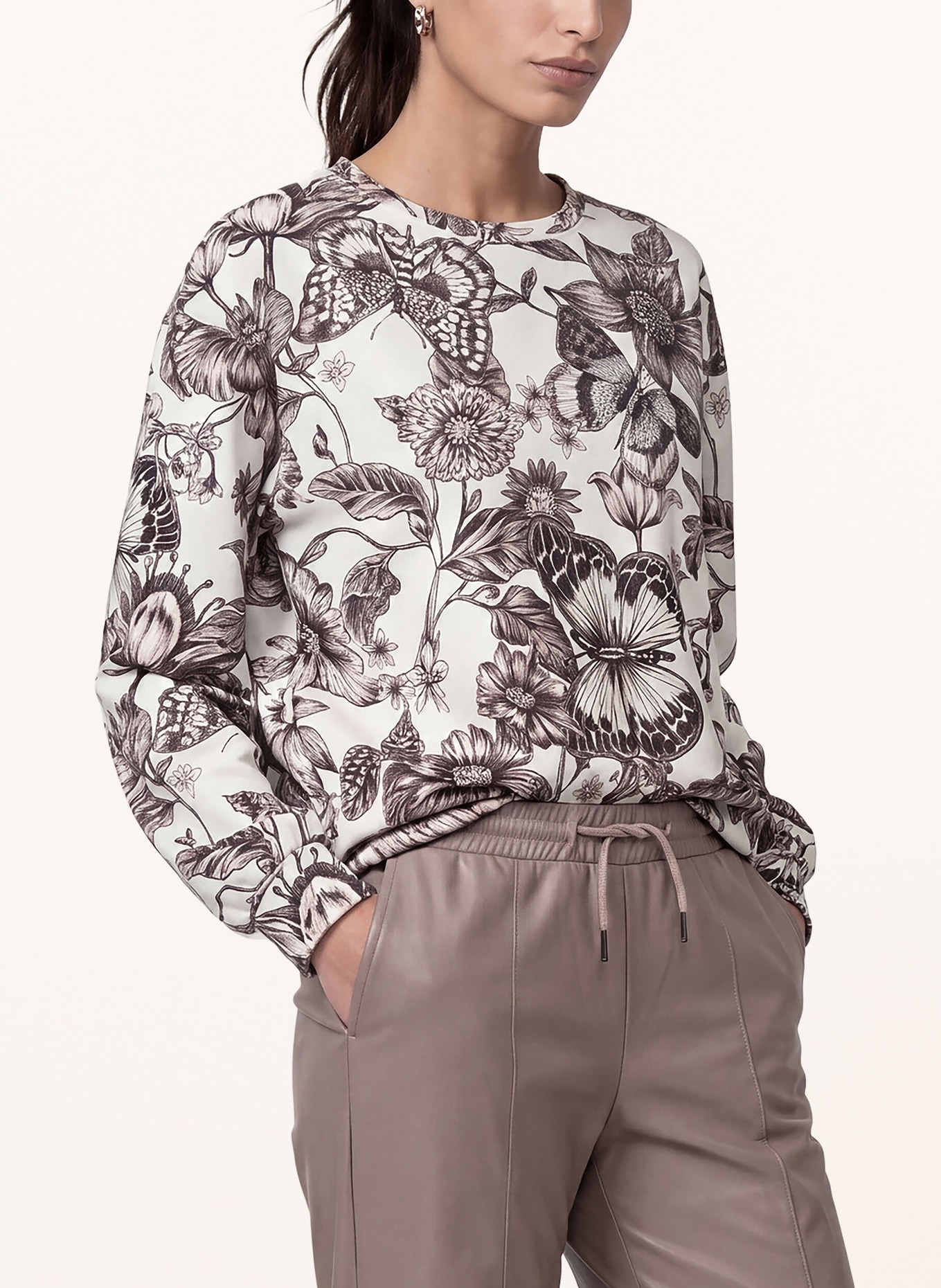 monari Sweatshirt met sierstenen: CRÈME / BRUIN / ROSE CLAIR