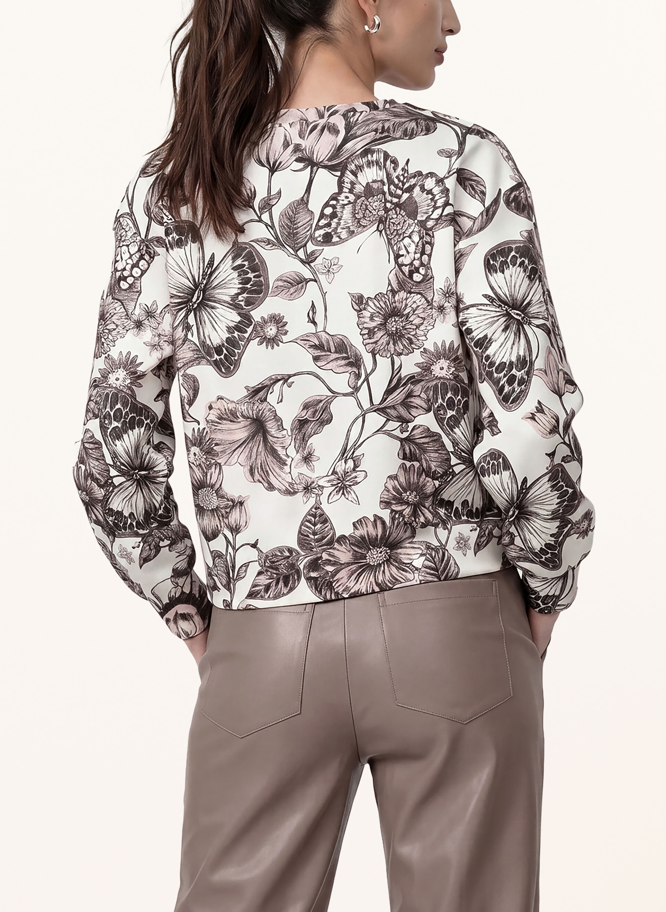 monari Sweatshirt met sierstenen: CRÈME / BRUIN / ROSE CLAIR