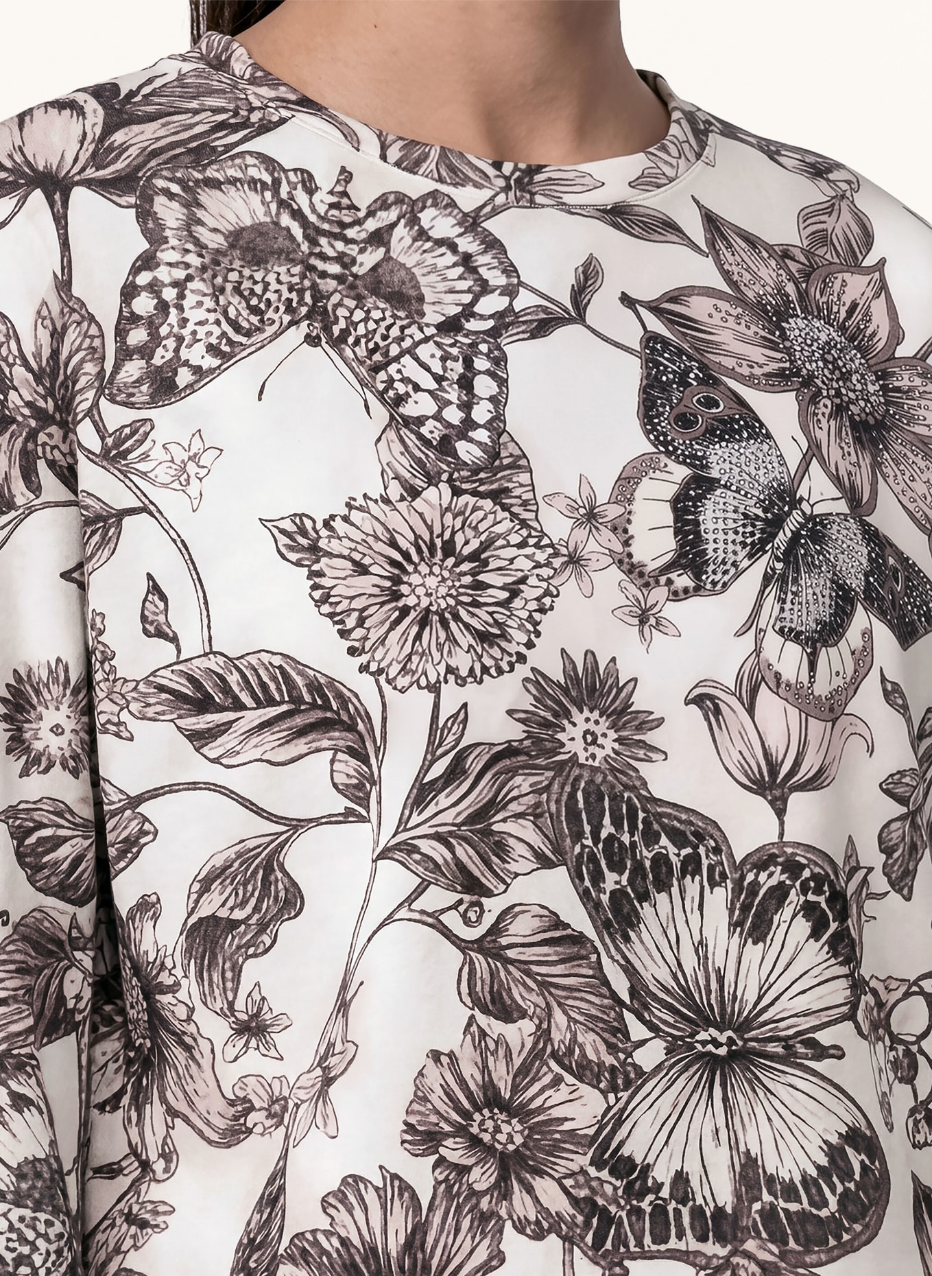 monari Sweatshirt met sierstenen: CRÈME / BRUIN / ROSE CLAIR