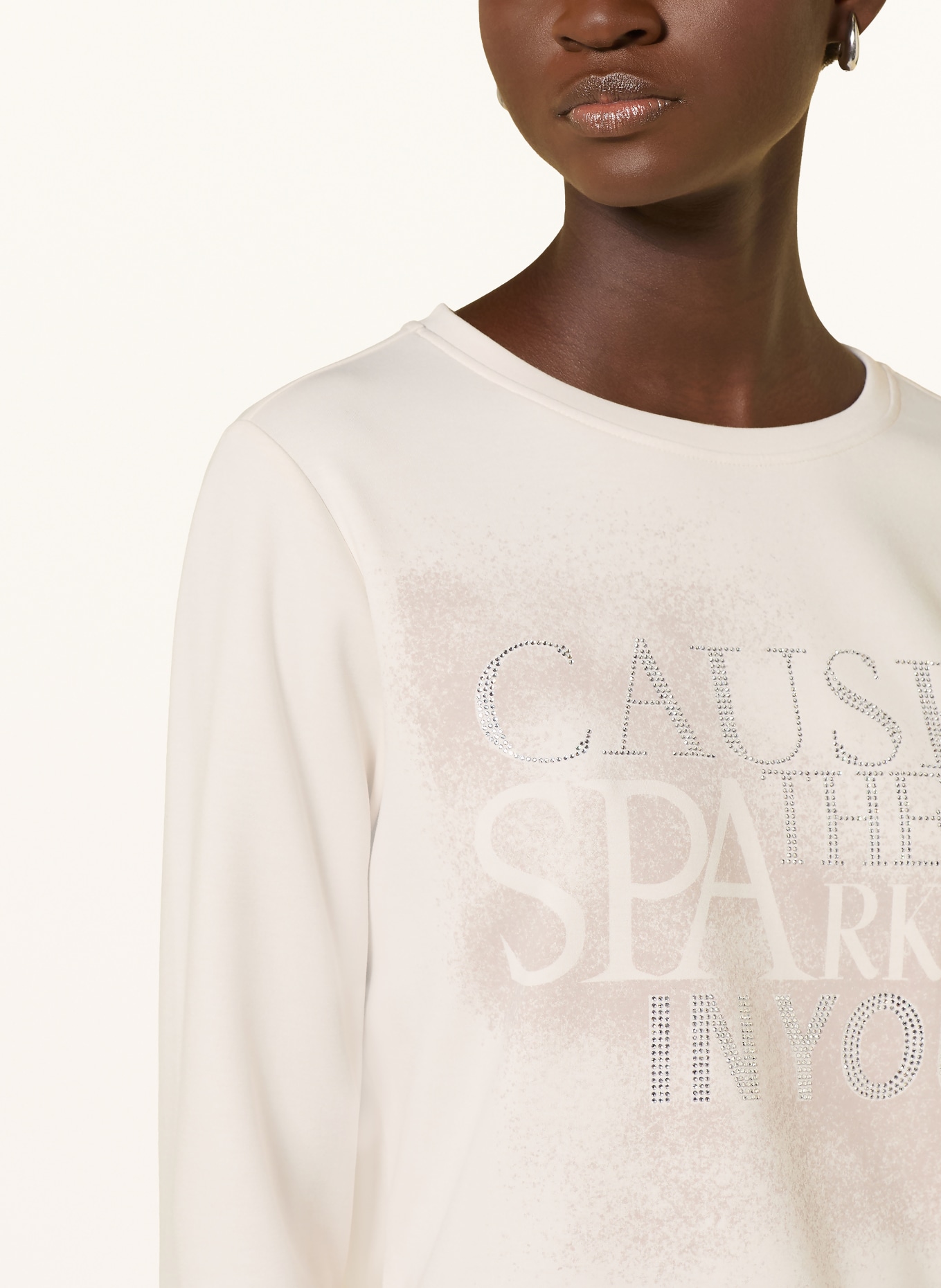 monari Sweatshirt met sierstenen: WIT