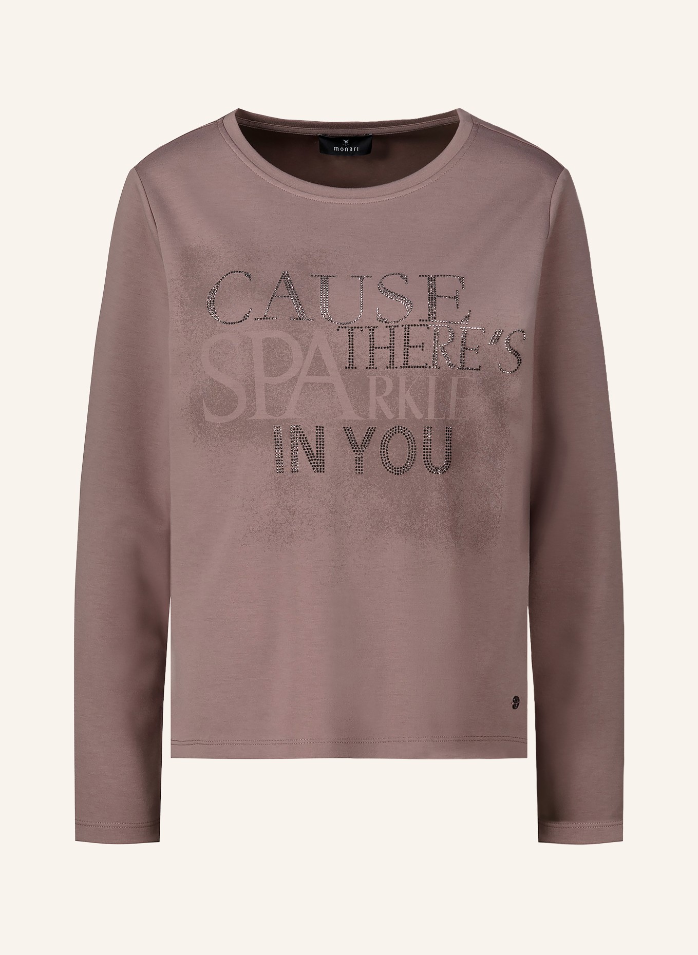 monari Sweatshirt met sierstenen: TAUPE / ZILVER