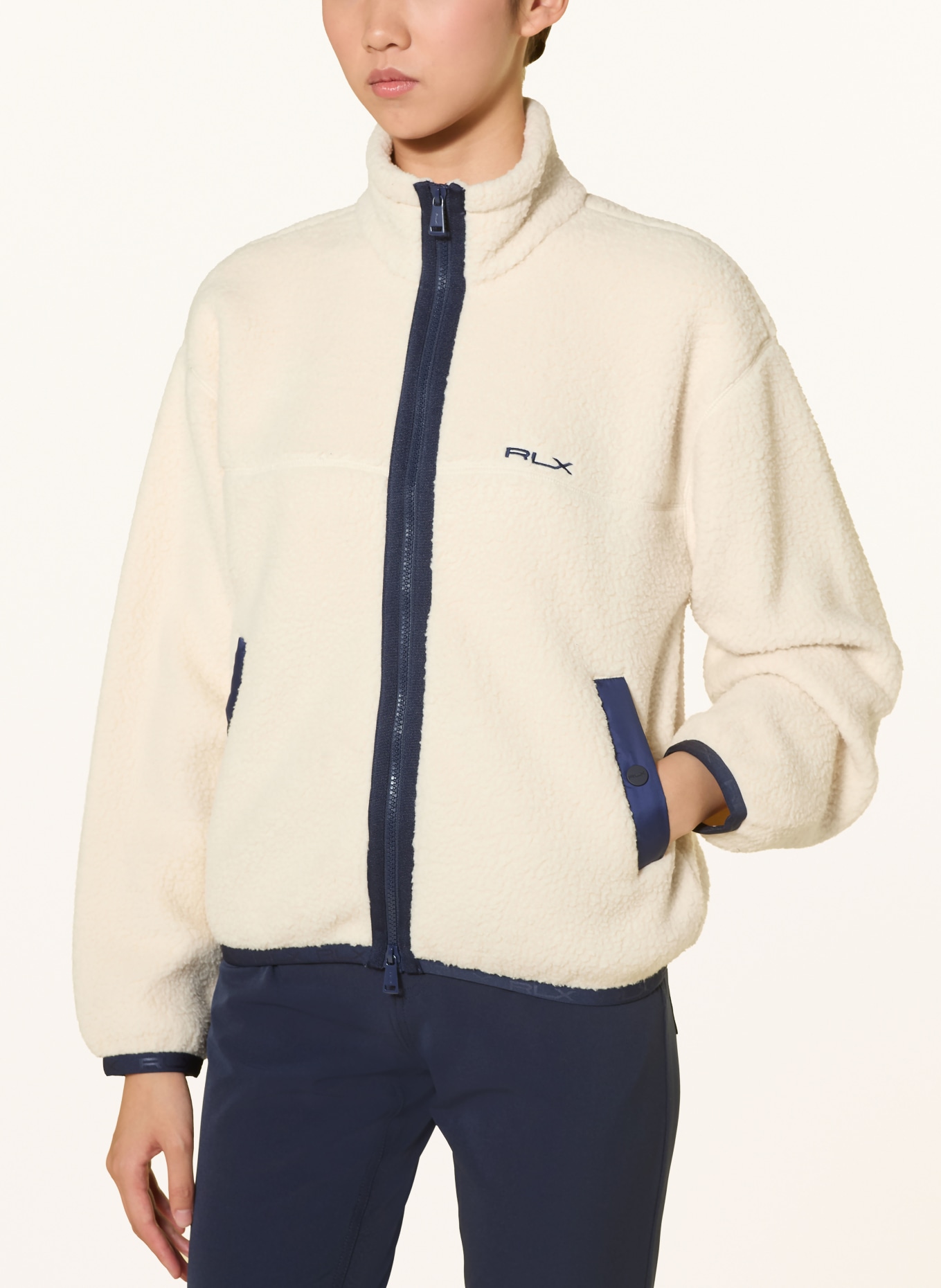 RLX RALPH LAUREN Fleece jacket: CREAM / DARK BLUE
